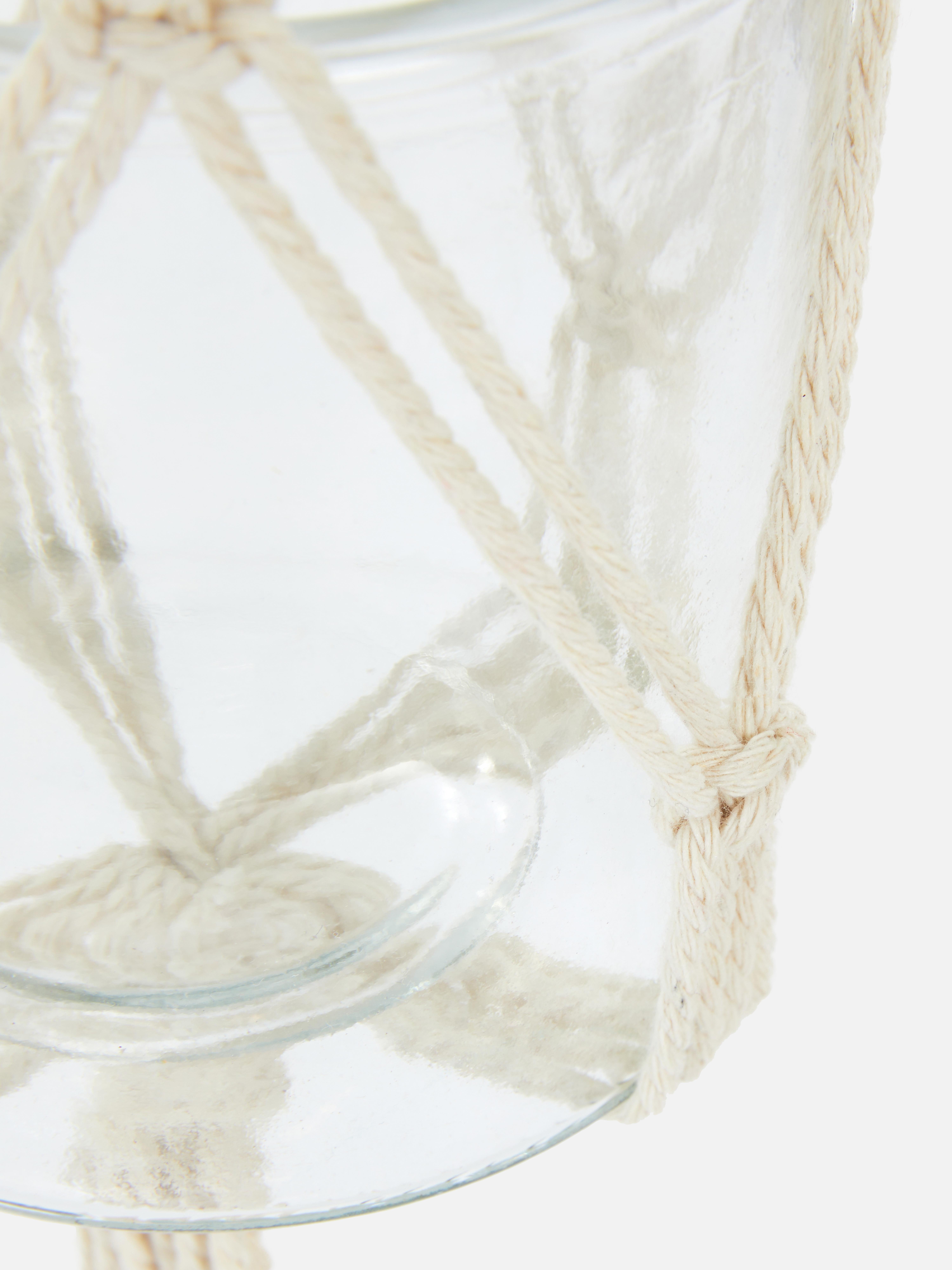 Natural Macrame Glass Candle Holder Primark