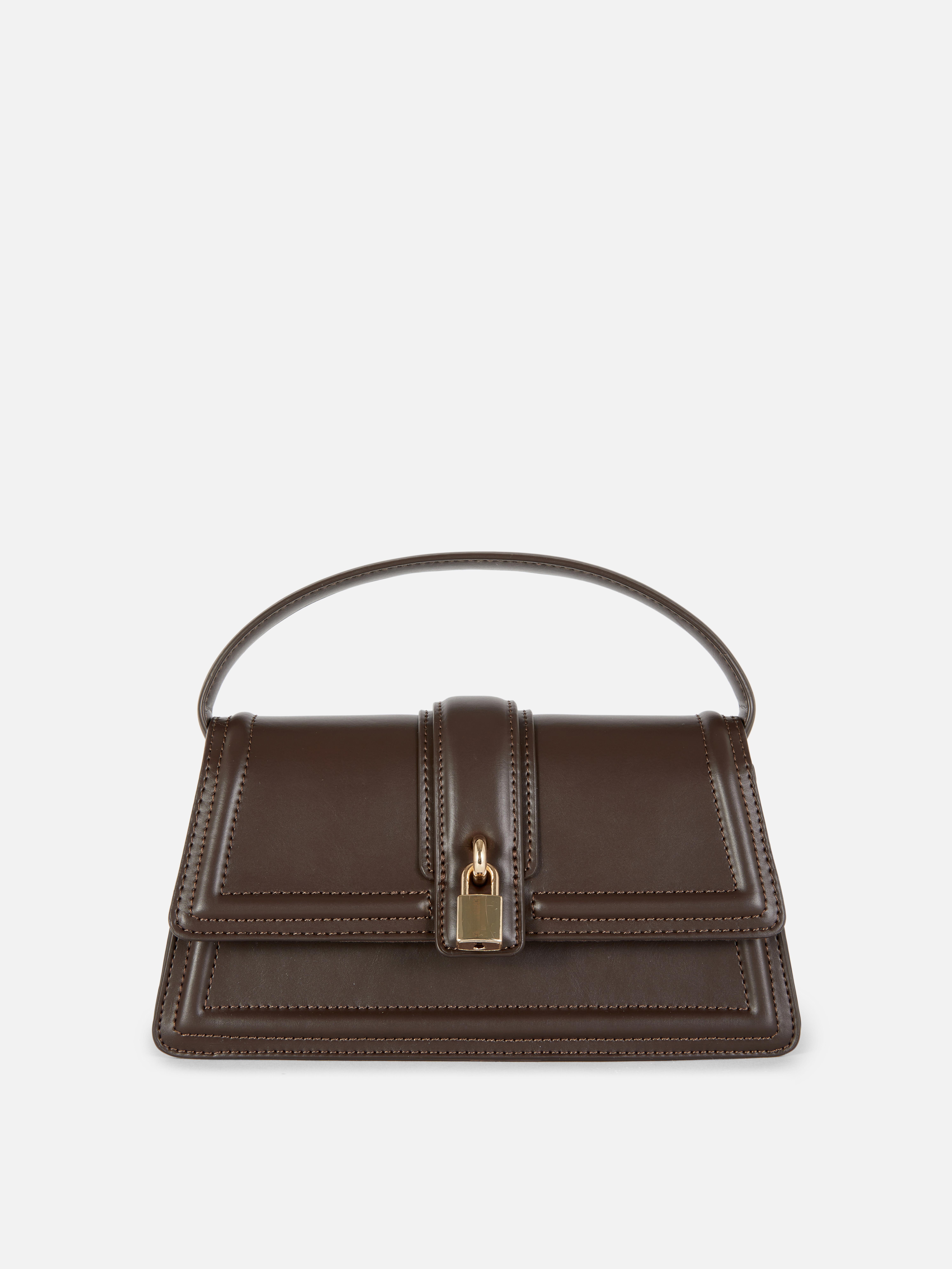 Womens Chocolate Padlock Top Handle Cross Body Bag Primark