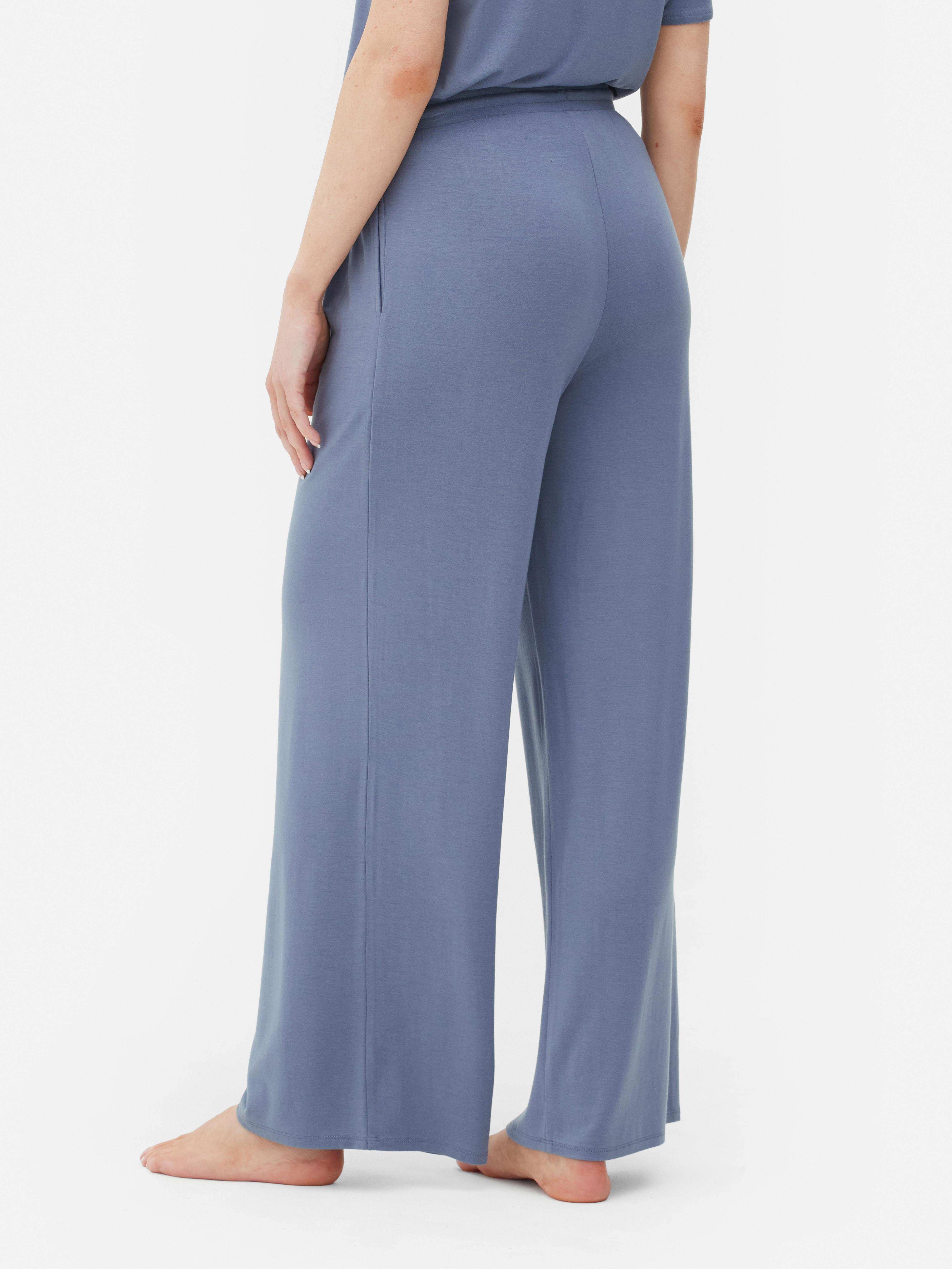 Womens Dark Blue Wide Leg Pyjama Bottoms Primark