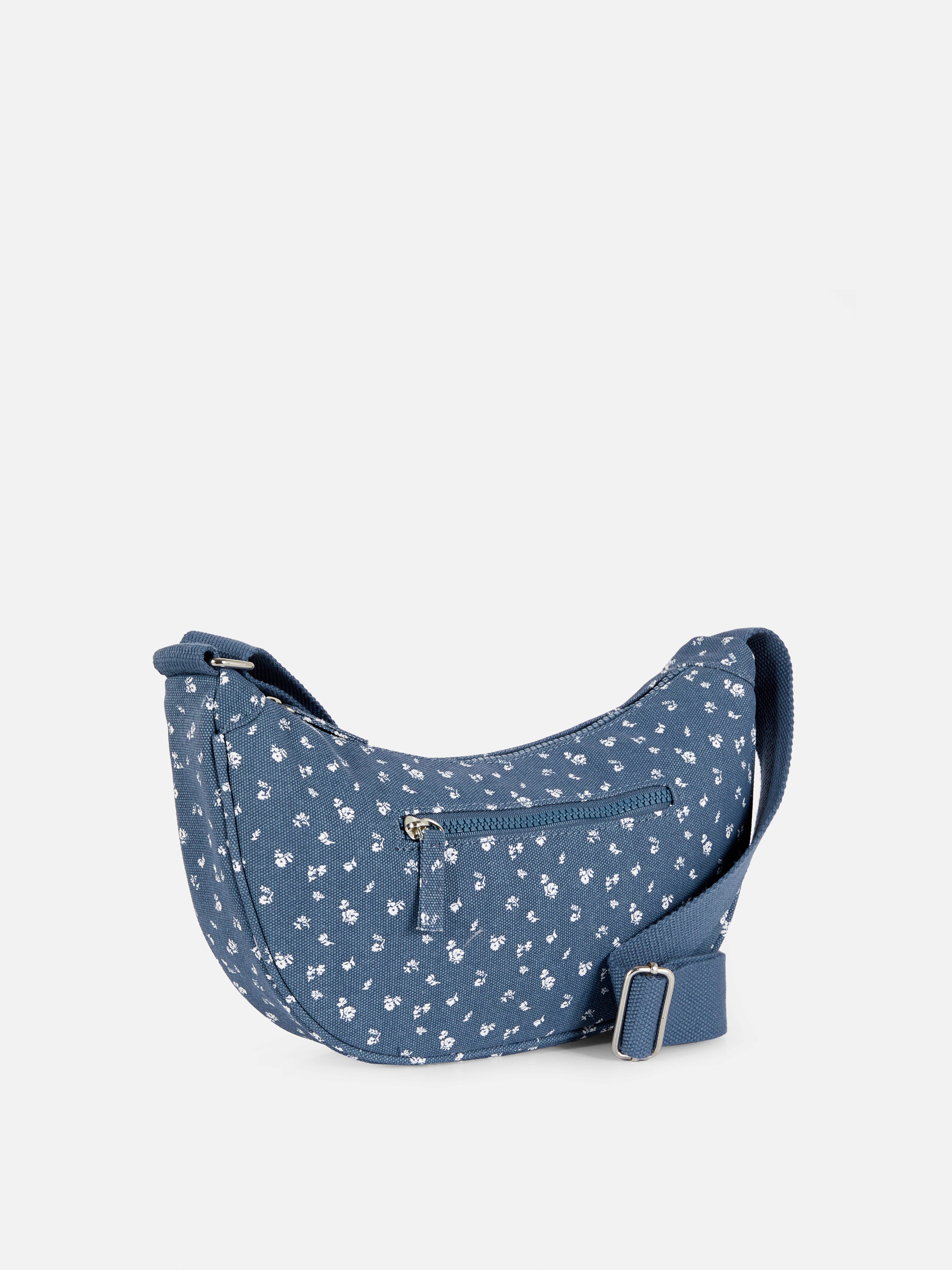 Womens Blue Floral Print Sling Cross Body Bag Primark