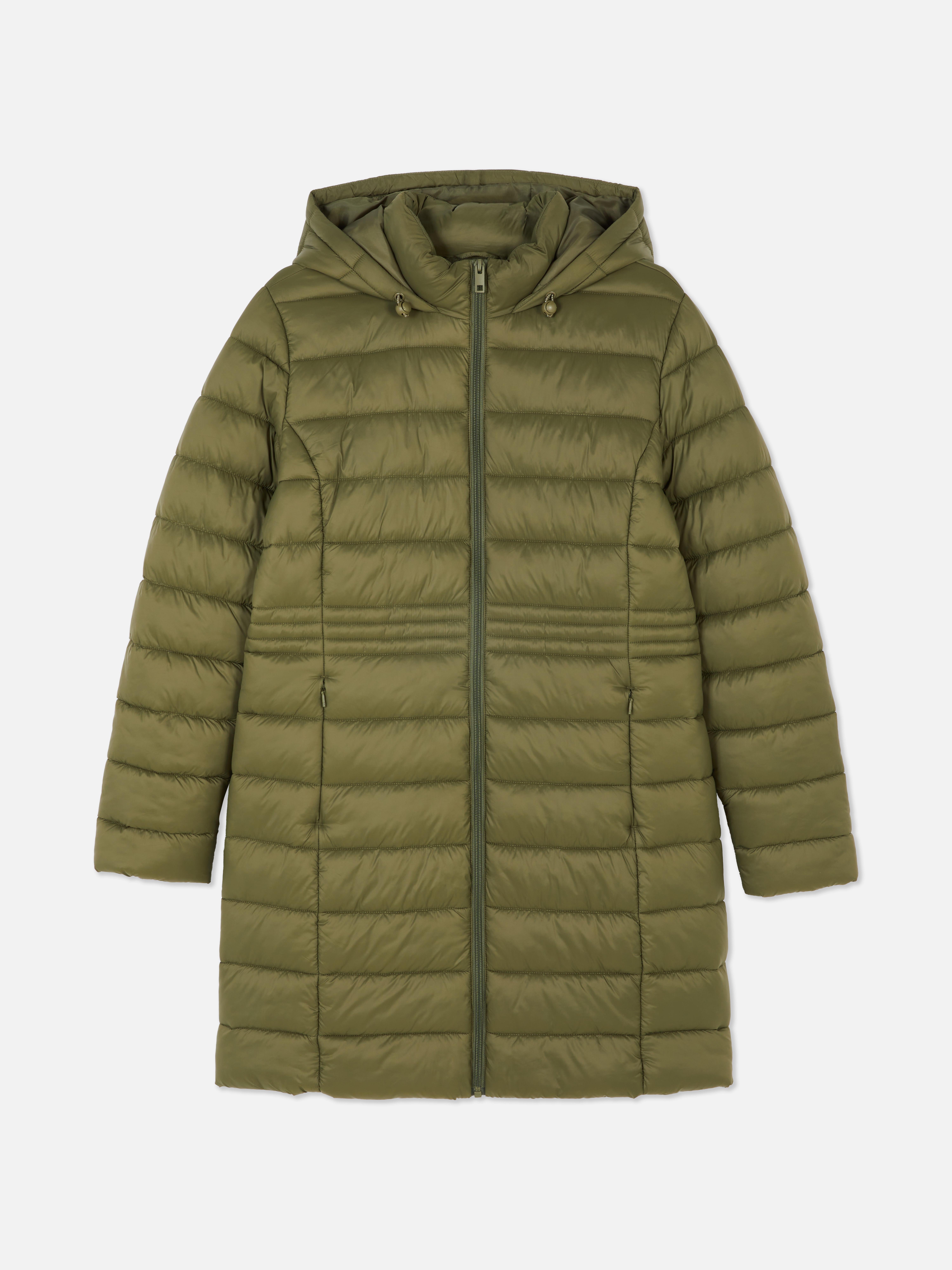 Women's Khaki Super Light Longline Puffer Jacket Penneys