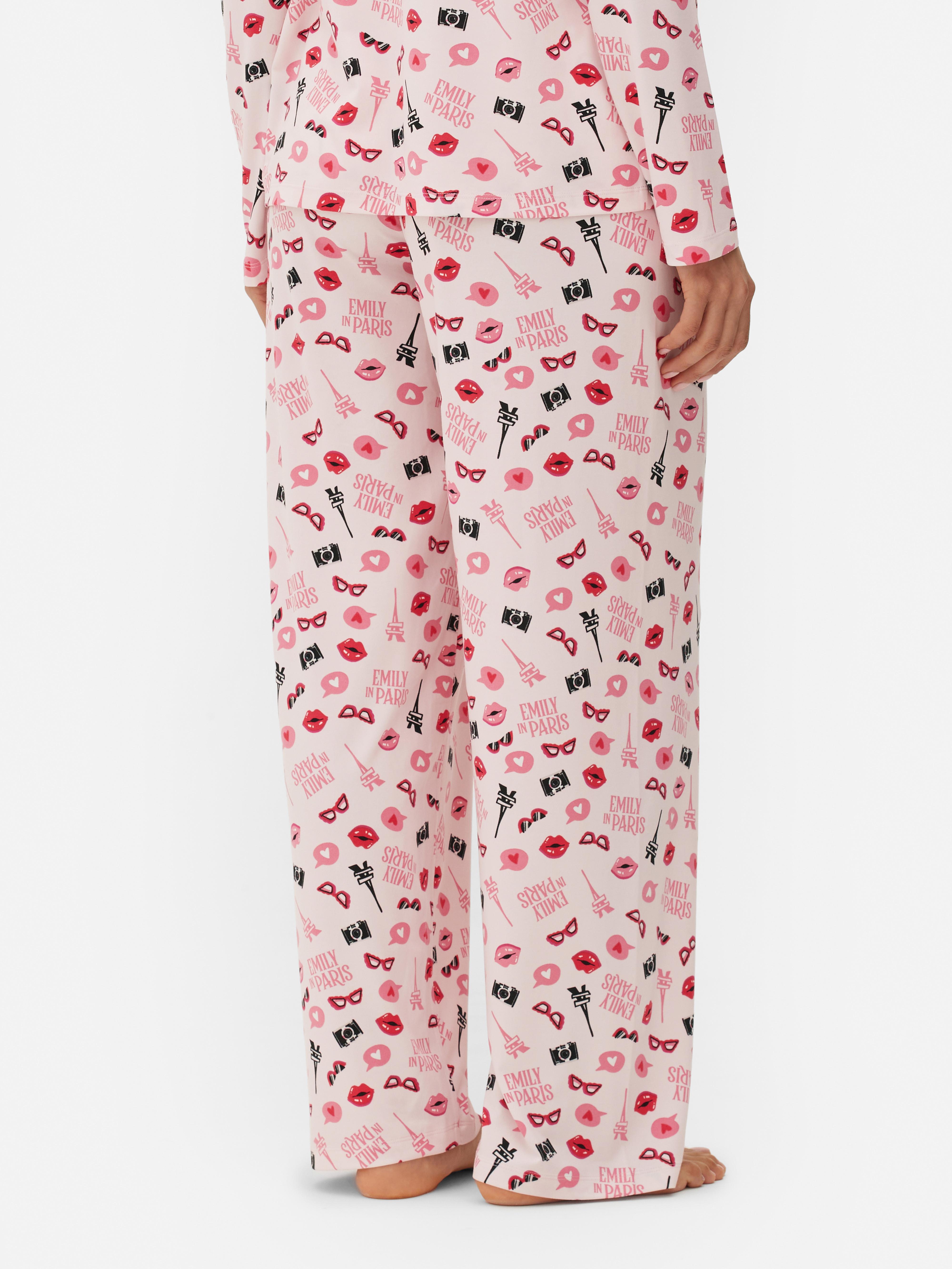 Womens Pink Emily in Paris Wide Leg Pyjama Bottoms Primark