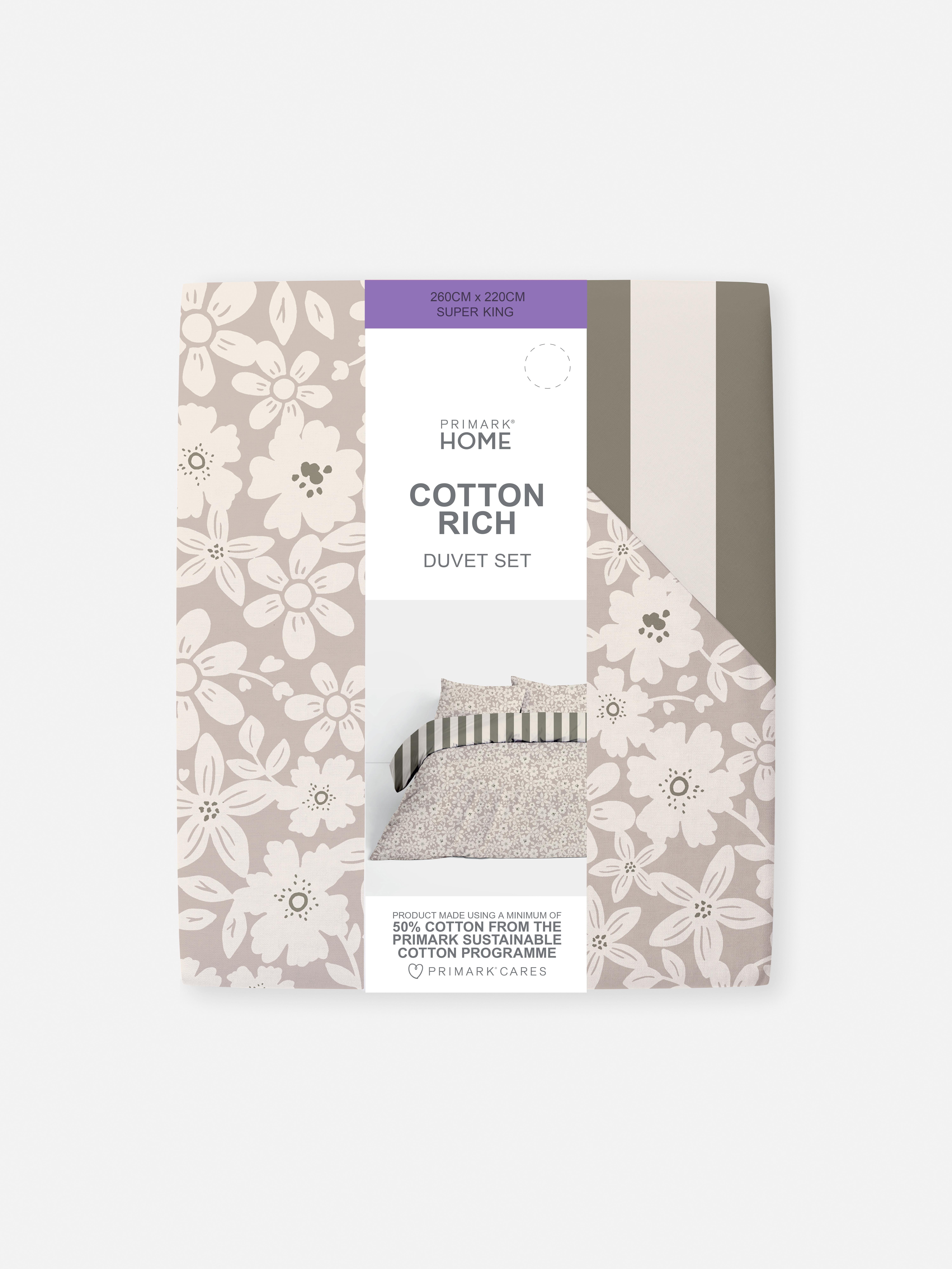 Natural Reversible Super King Duvet Cover Set Primark