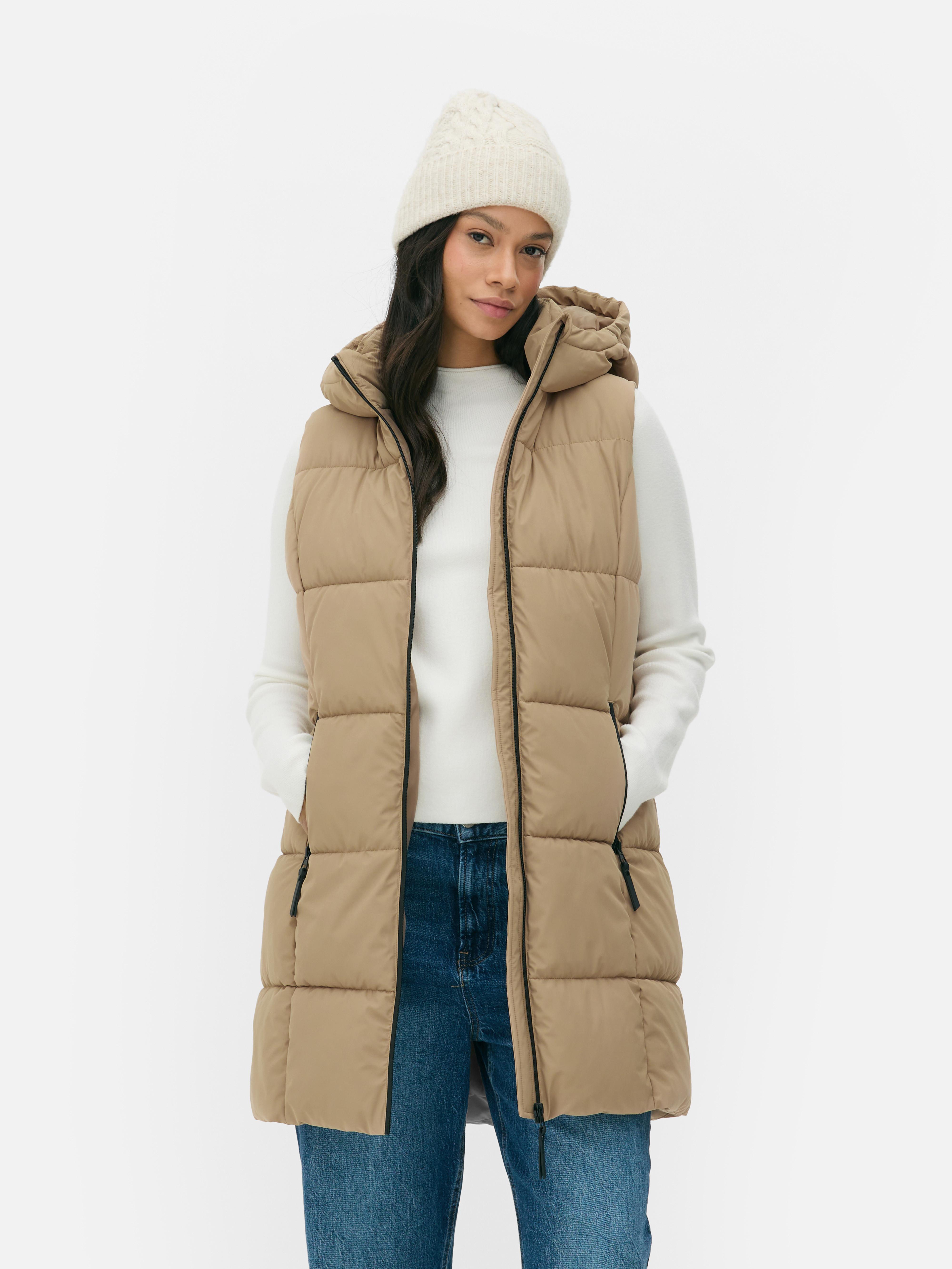 Women's Camel Hooded Puffer Vest Primark