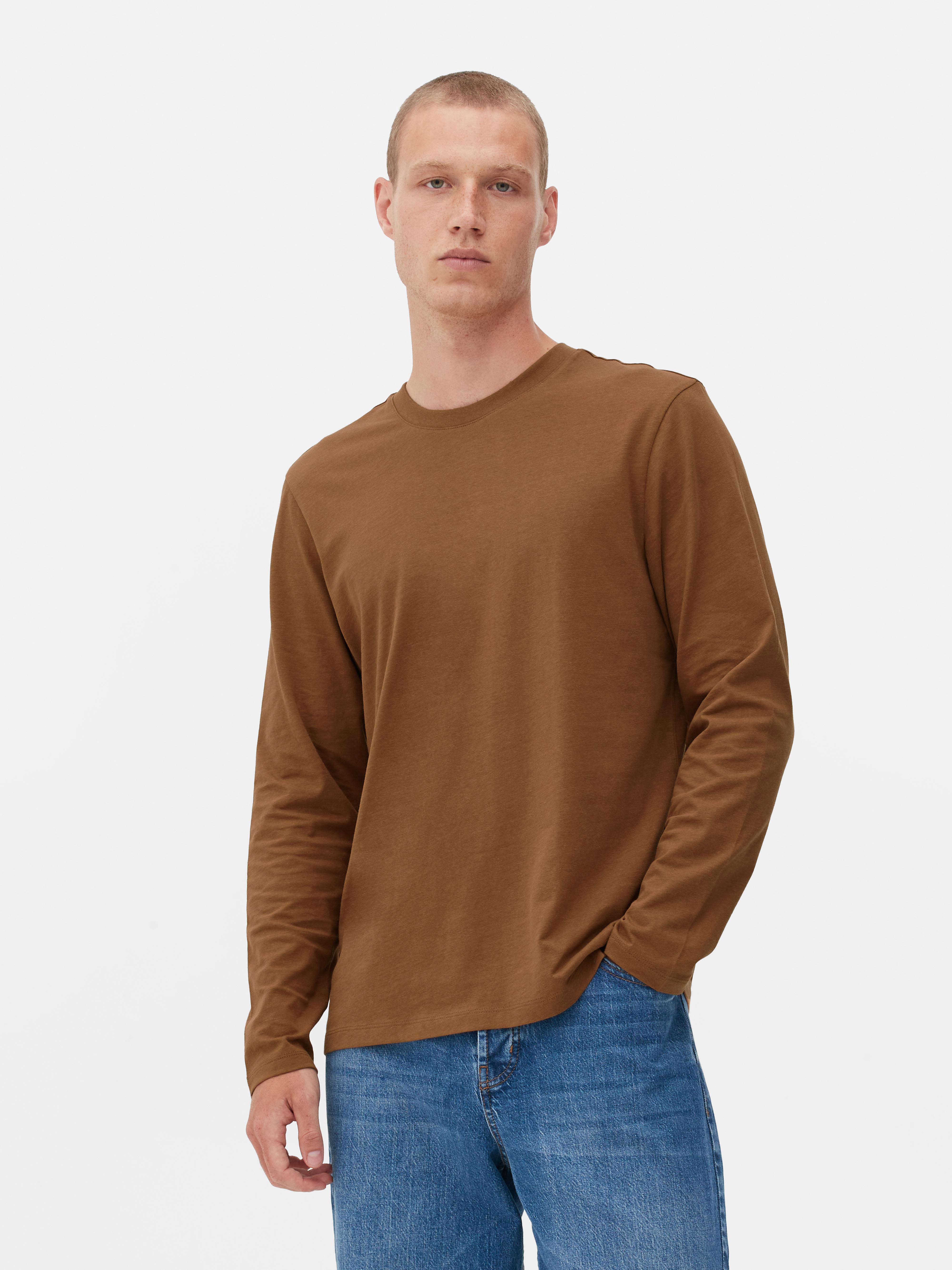 Men's Brown Cotton Long Sleeve TShirt Penneys