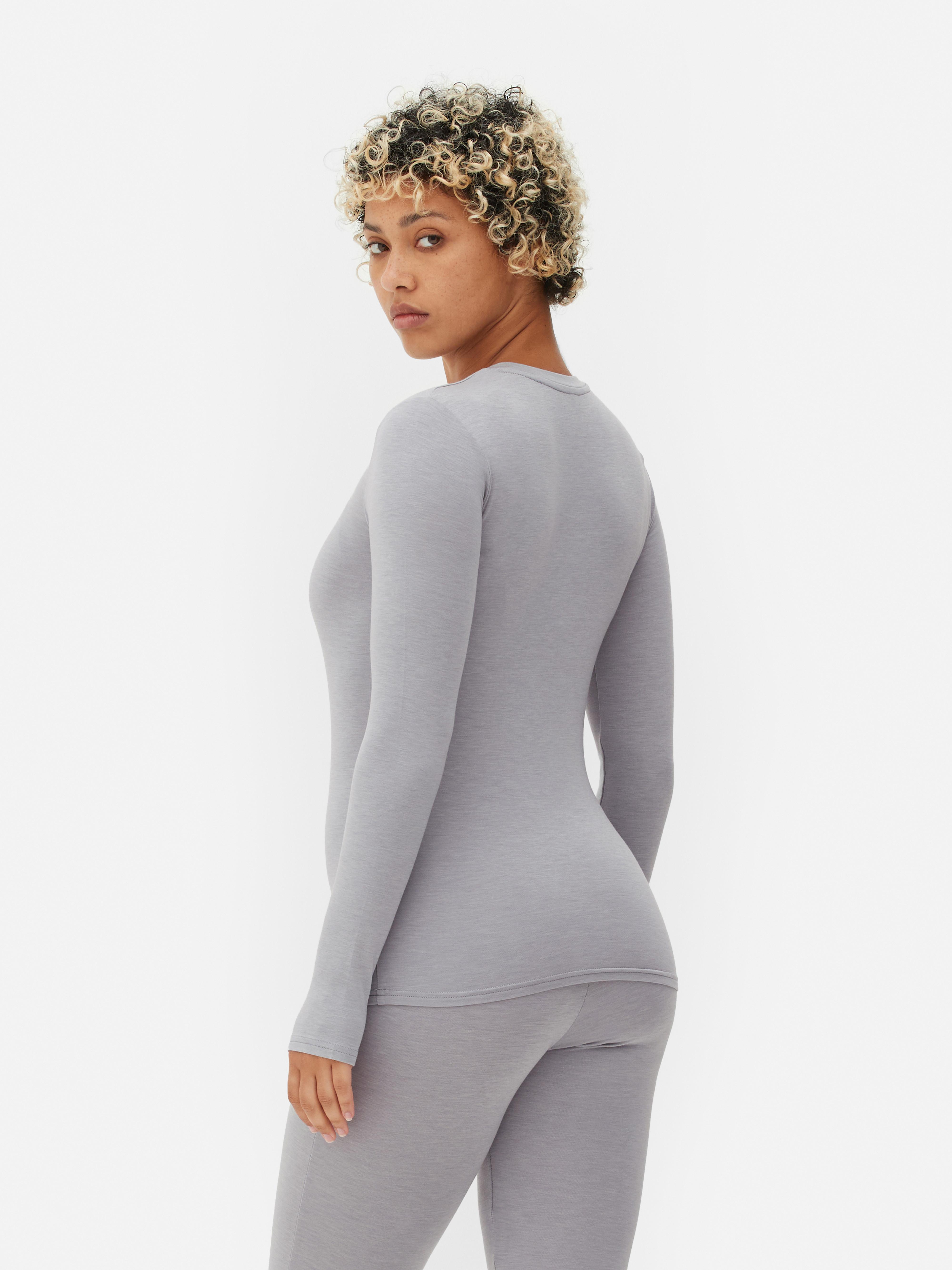Women's Gray Thermal Long Sleeve Top Primark