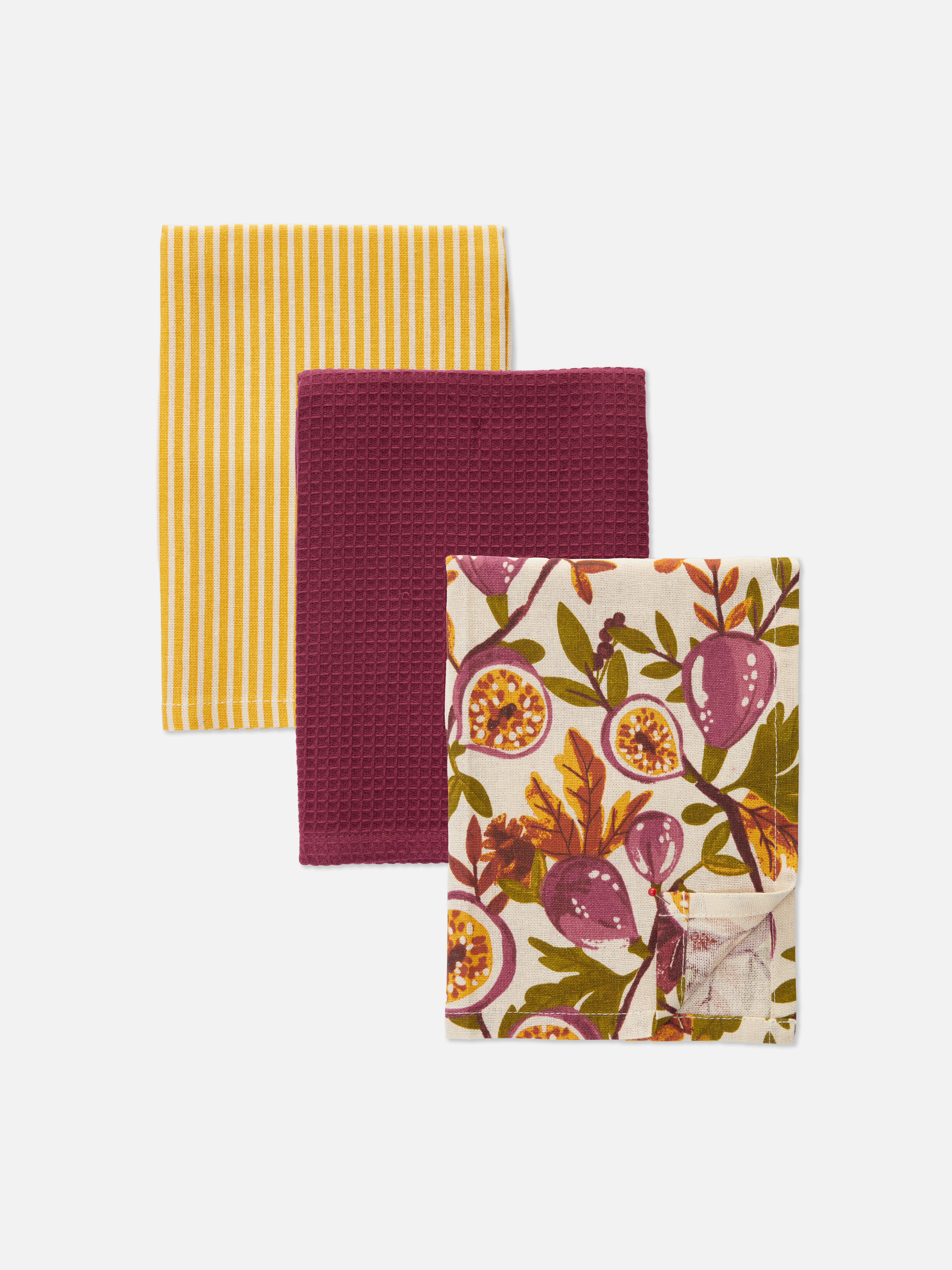 Burgundy 3pk Tea Towels Penneys