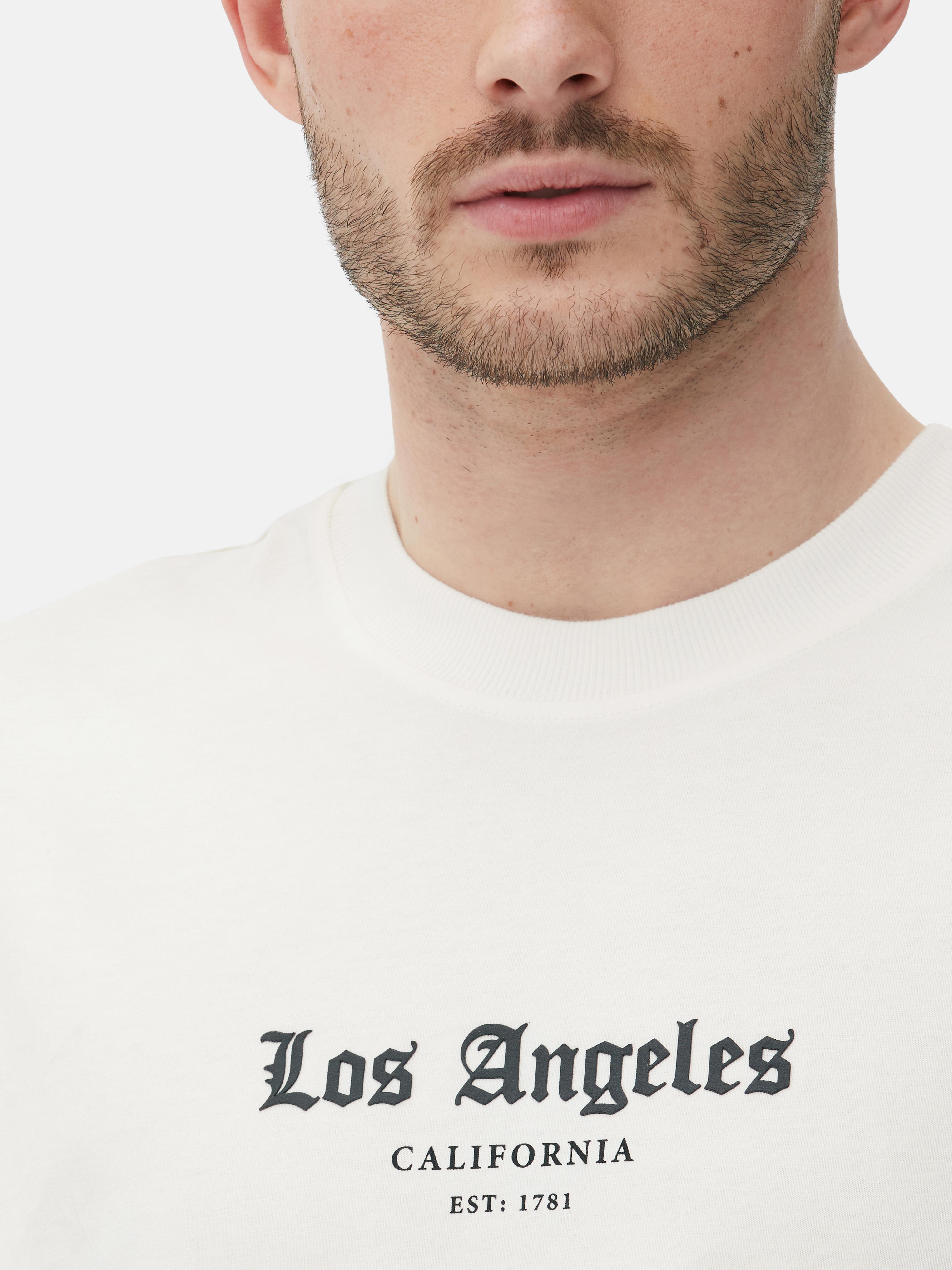 Mens Ecru Los Angeles Statue Print Tshirt Primark