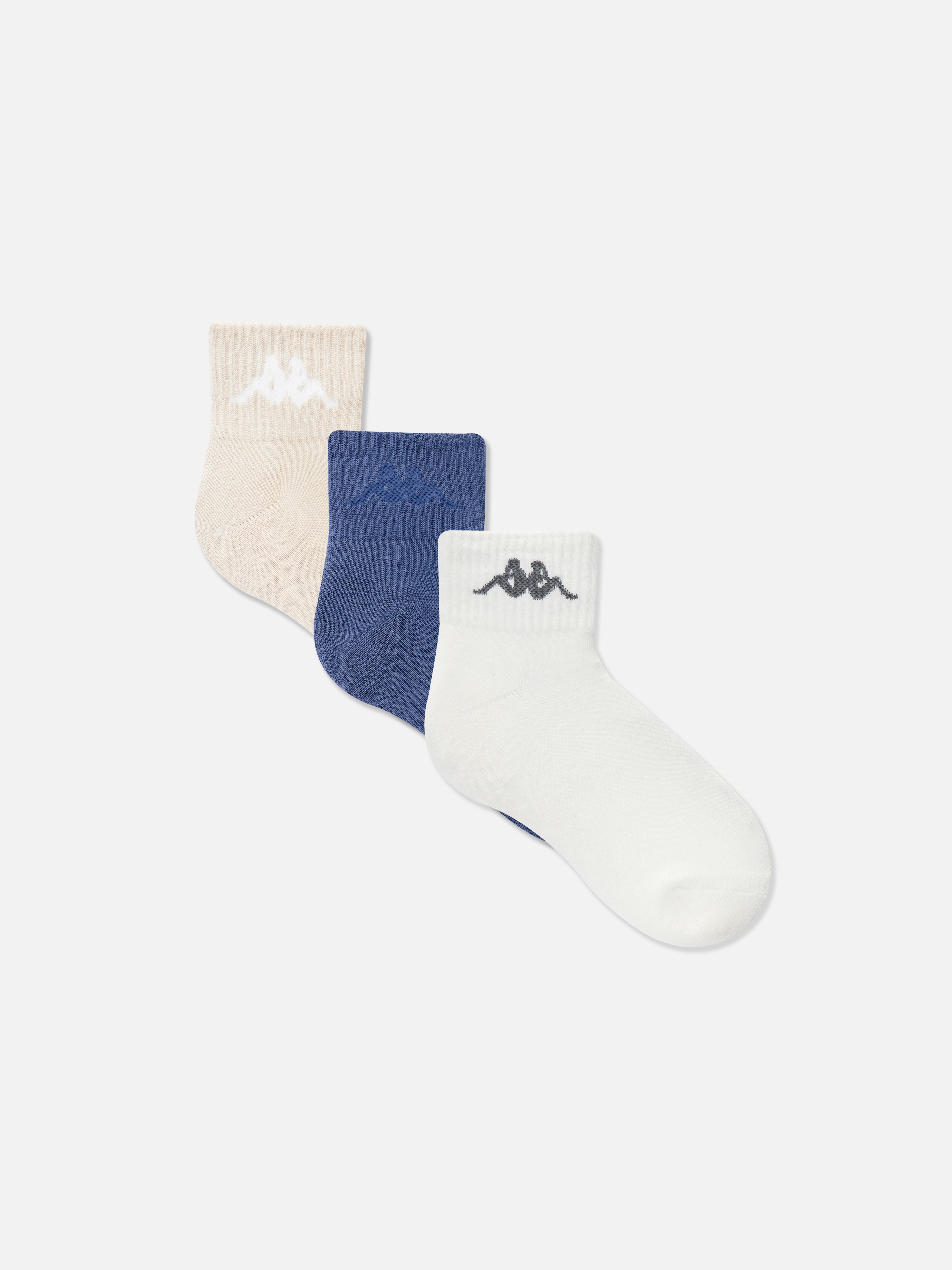 Mens White 3pk Kappa x Primark Quarter Crew Socks Primark