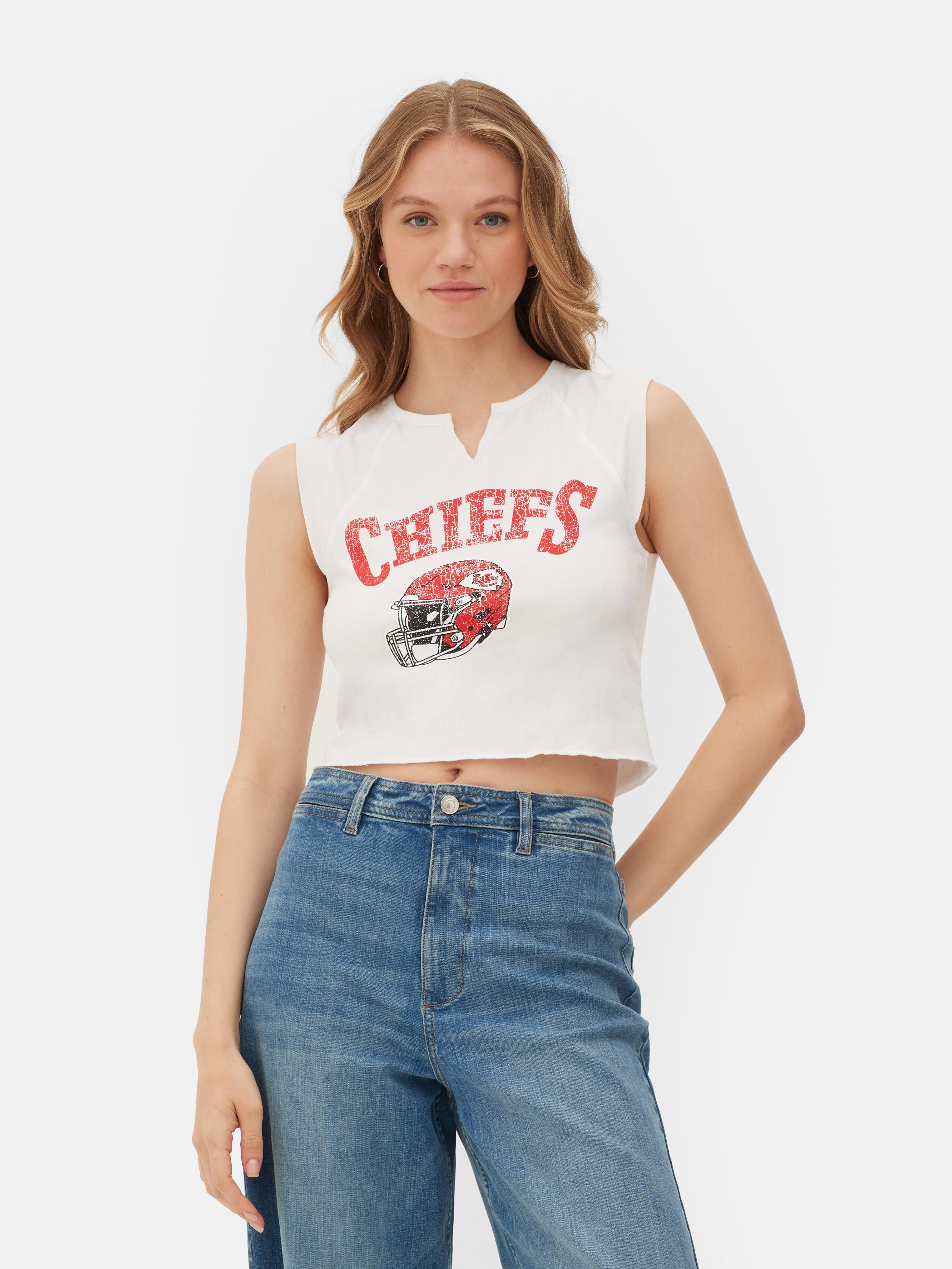 Womens White NFL Kansas City Chiefs Cropped Vest Primark