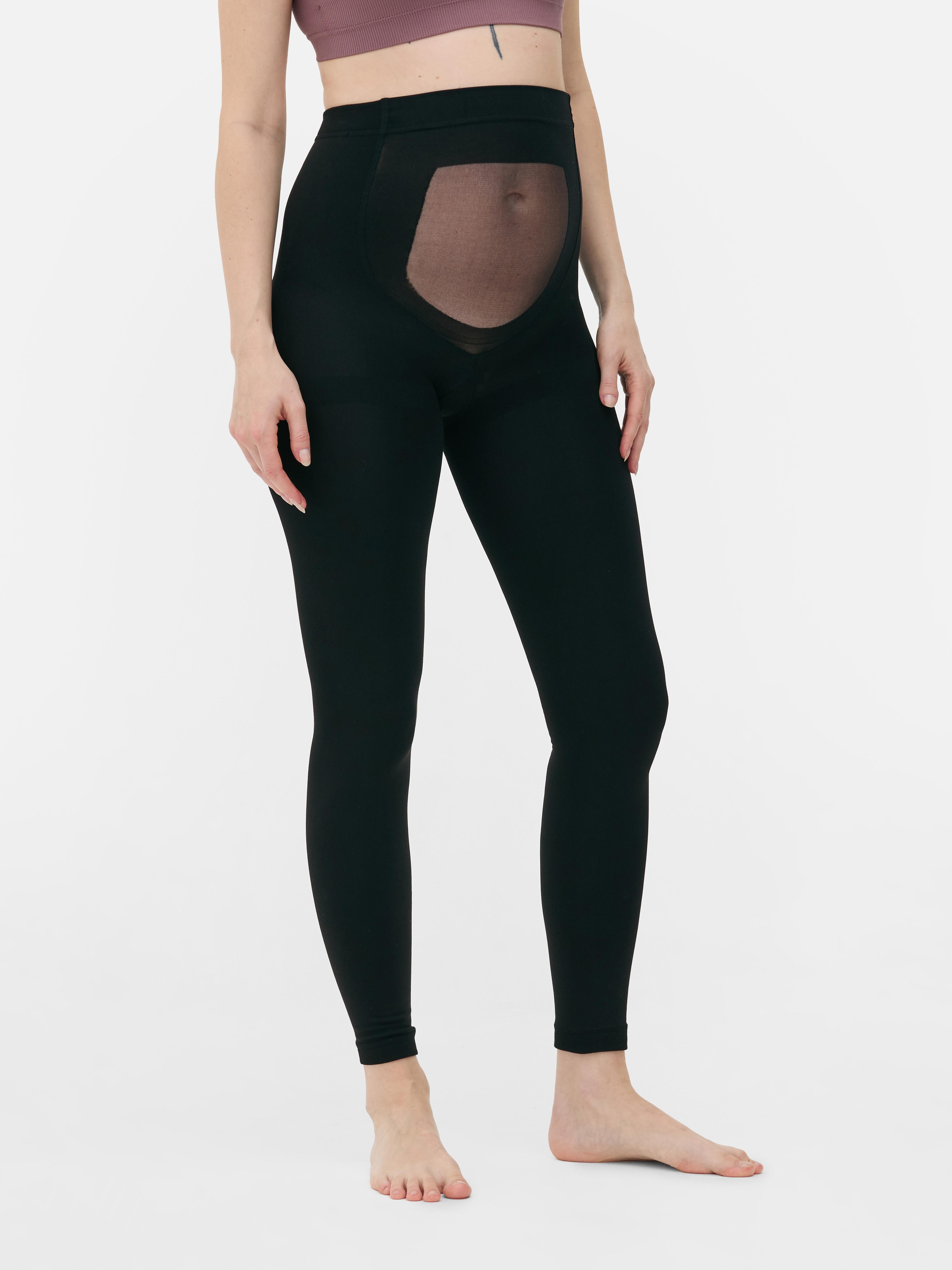 Women's Black Maternity Velvet Plush Leggings Penneys