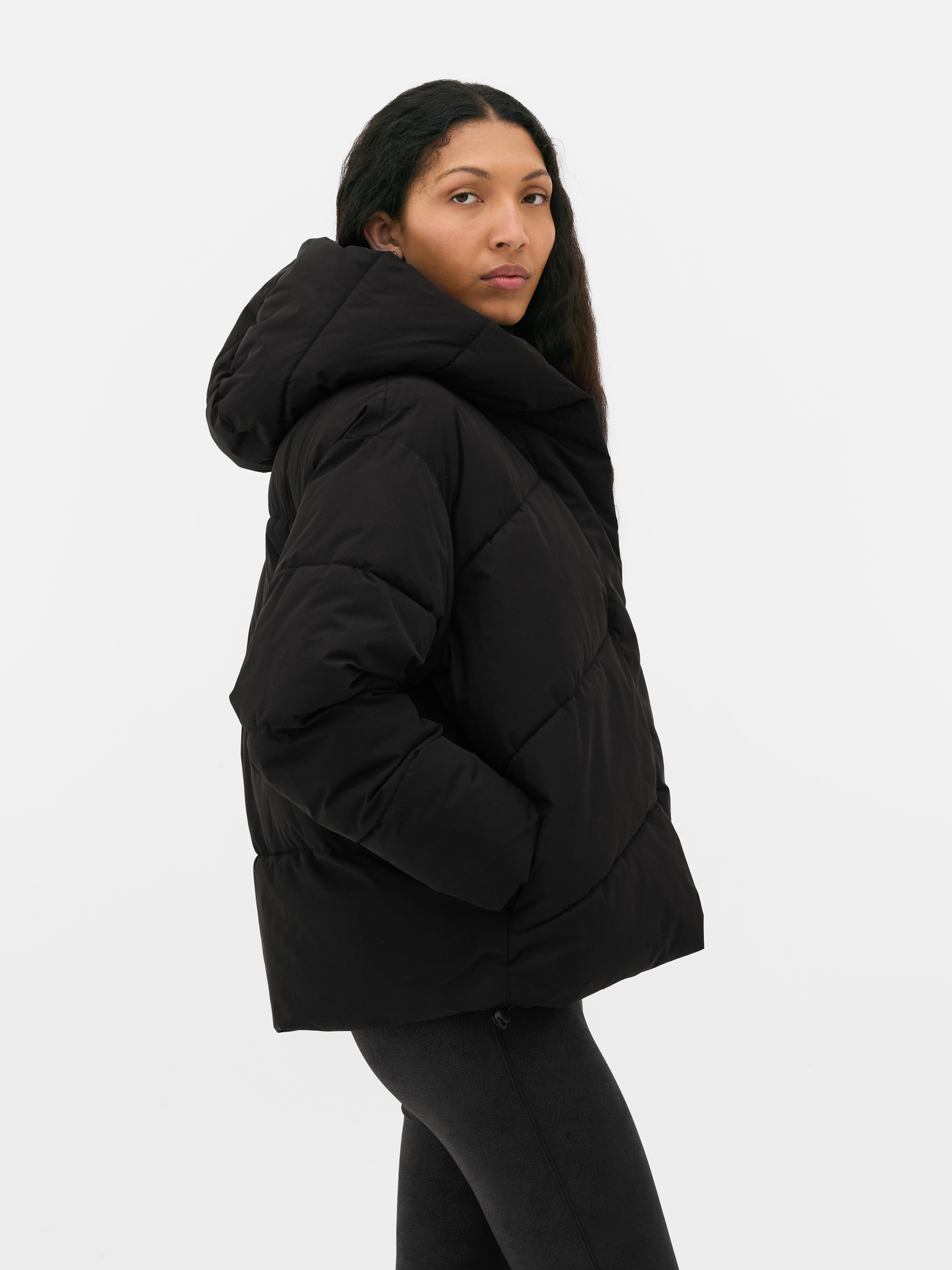 Women's Black Double Layered Puffer Jacket Primark