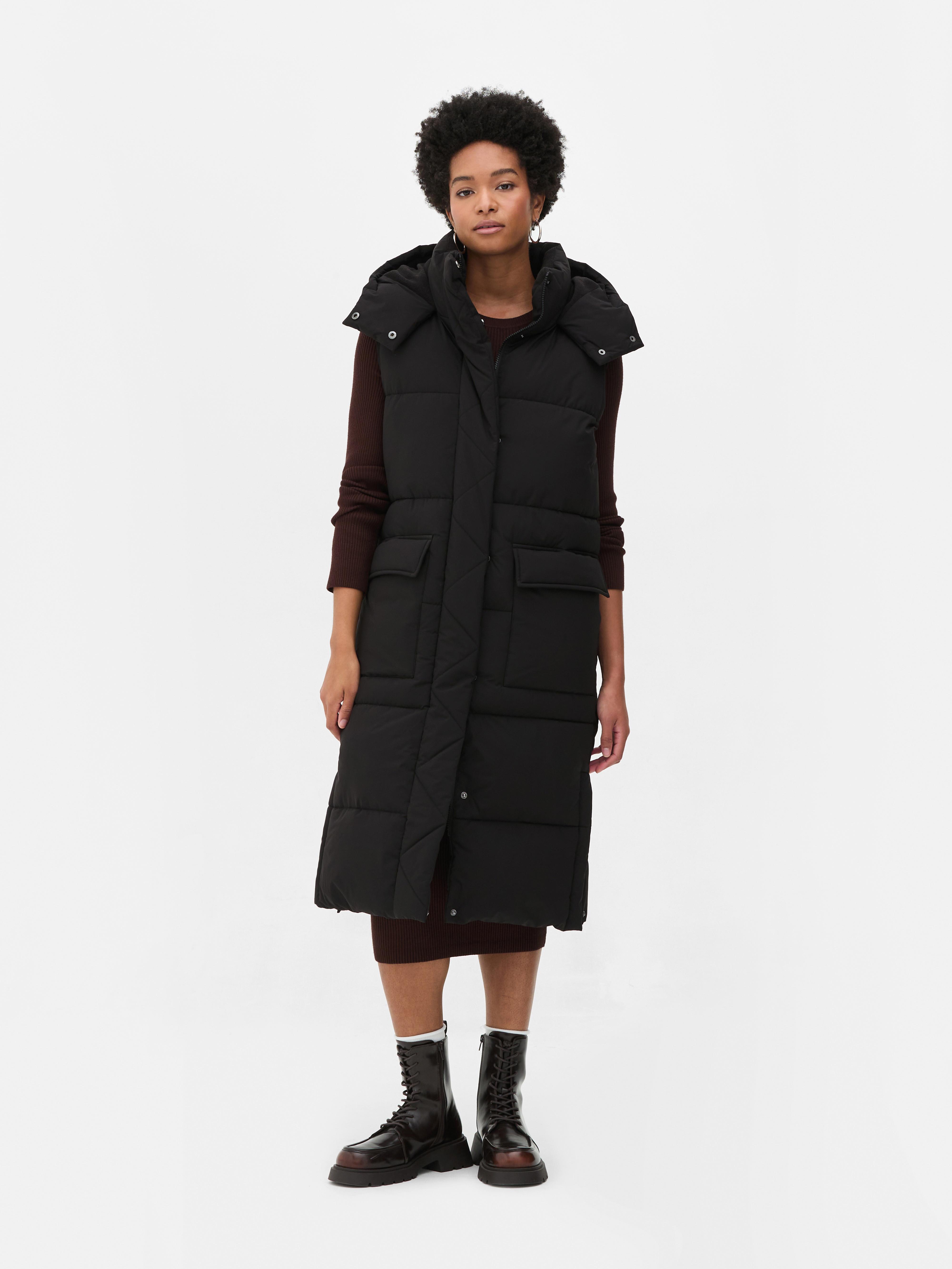 Women's Black Padded Long Vest Primark