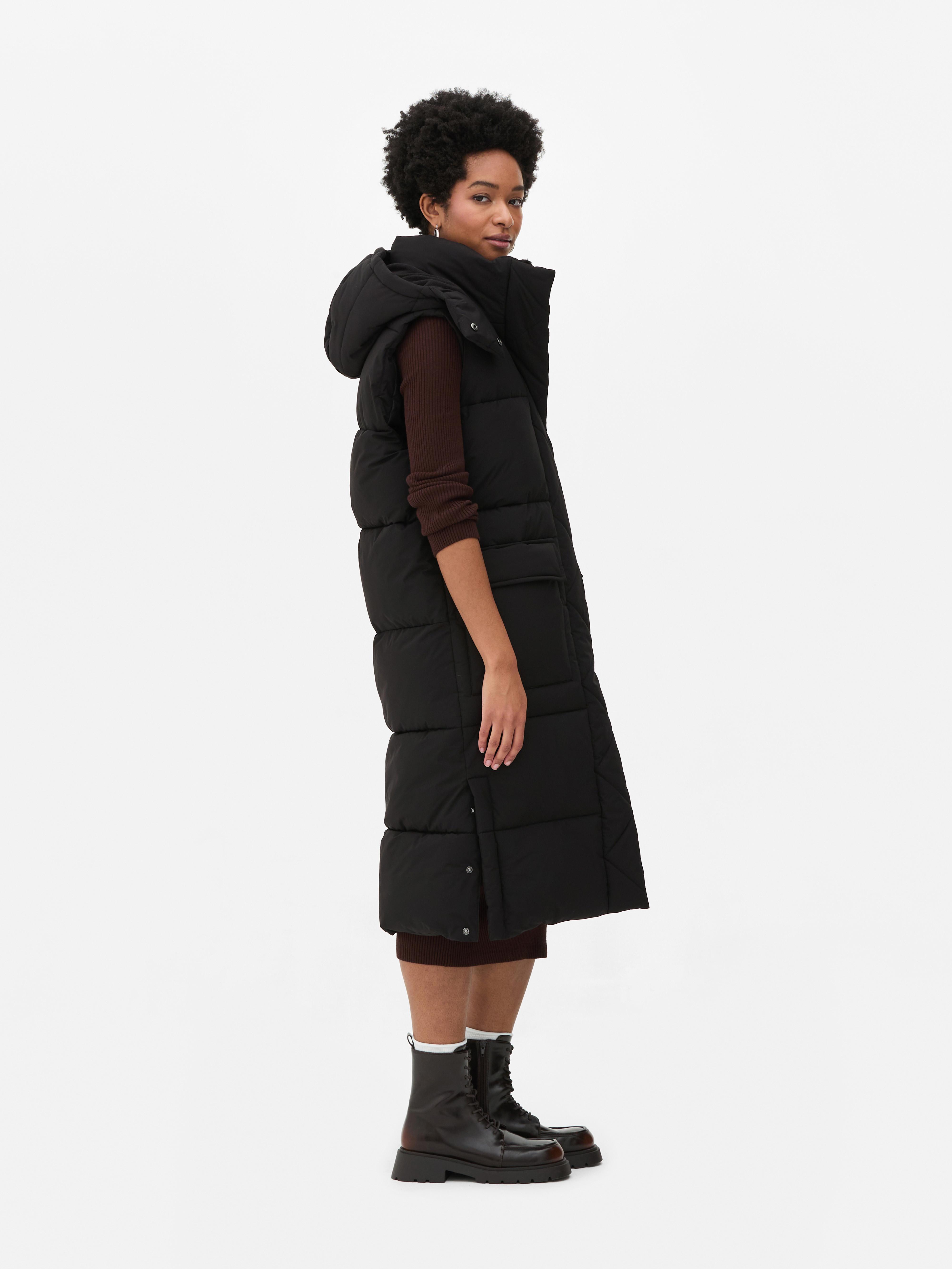 Women's Black Padded Long Vest Primark