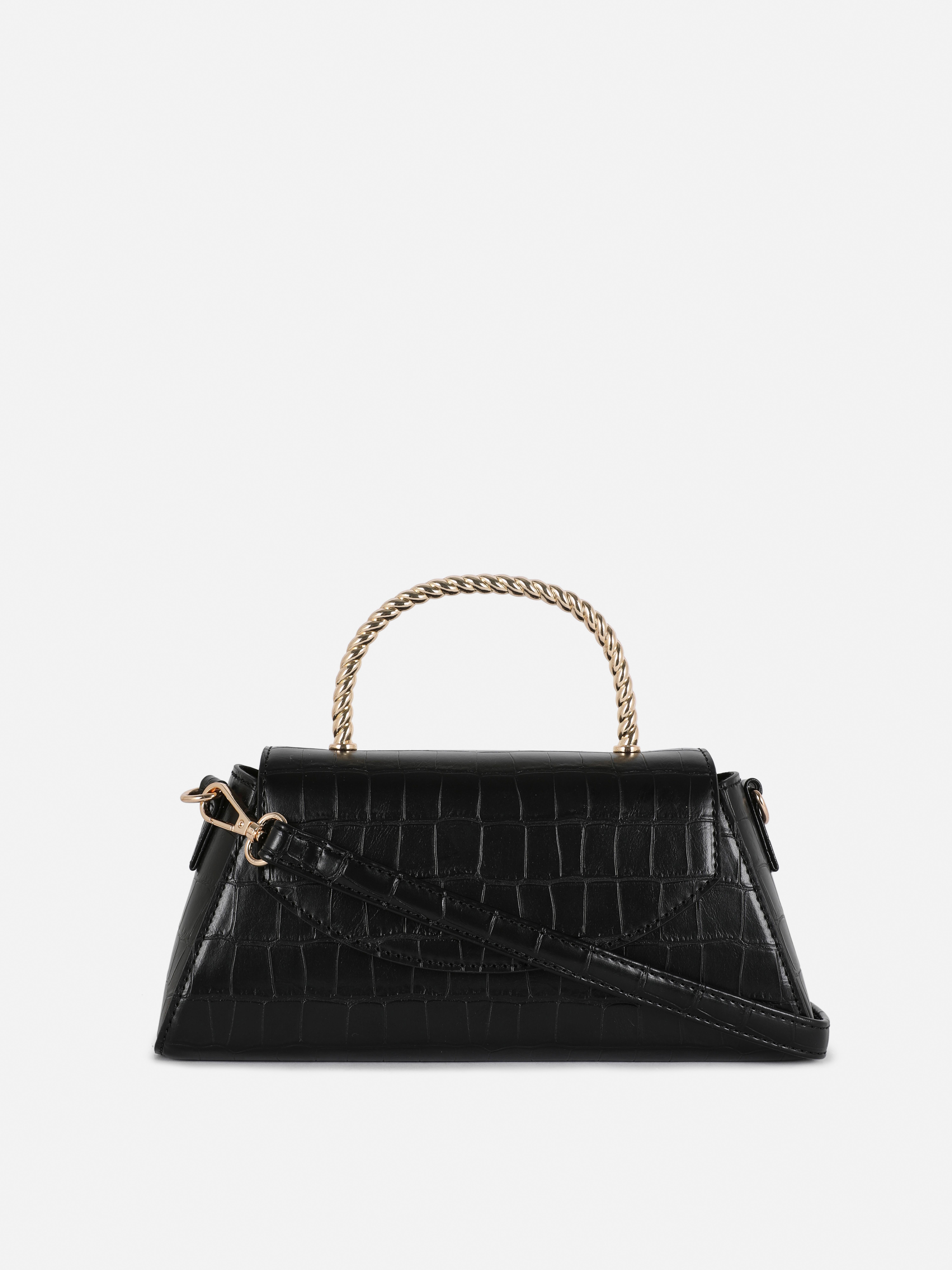 Women's Ivory Faux Croc Metal Handle Crossbody Bag Primark