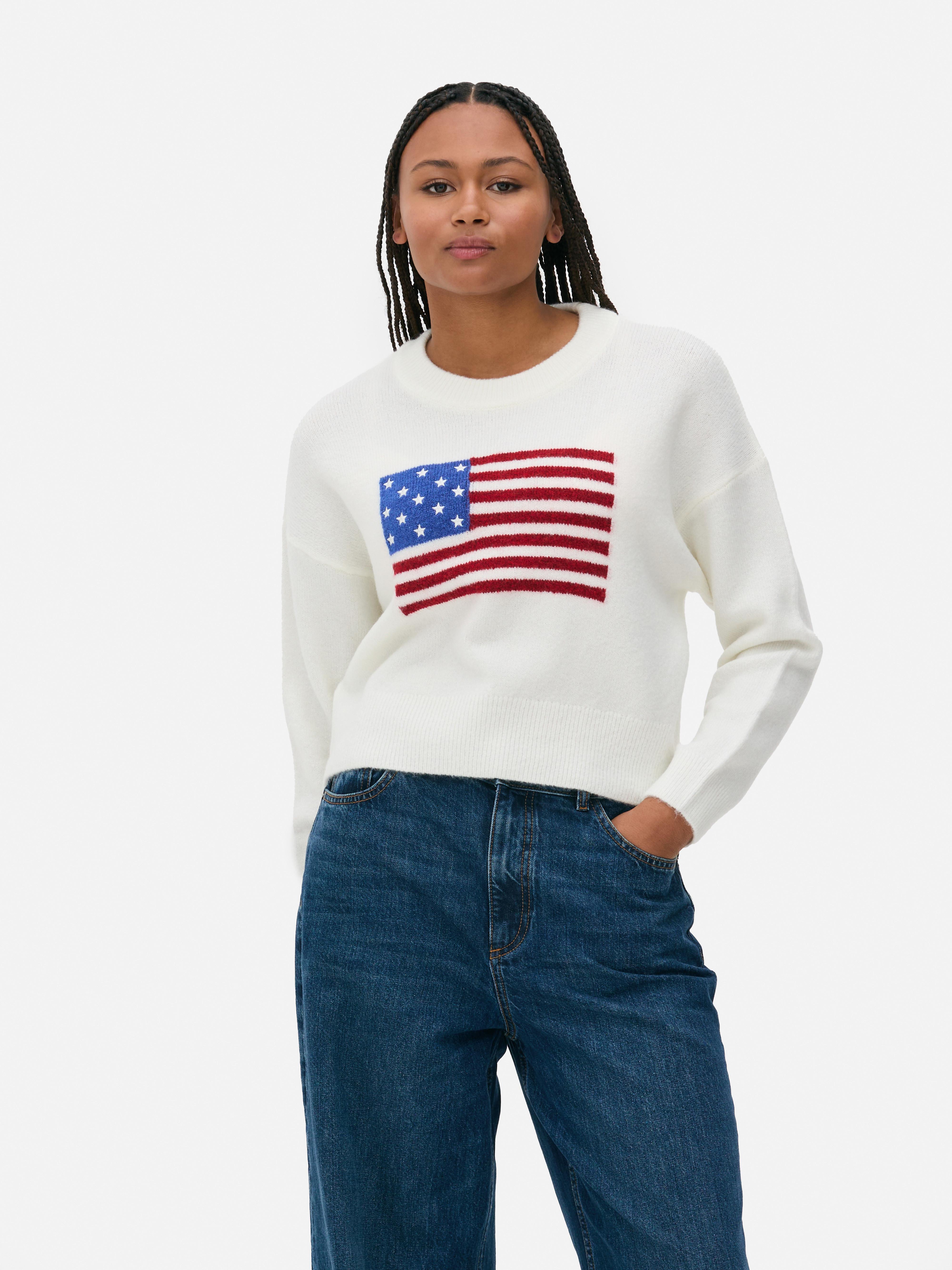 Womens Ivory USA Flag Jumper Primark