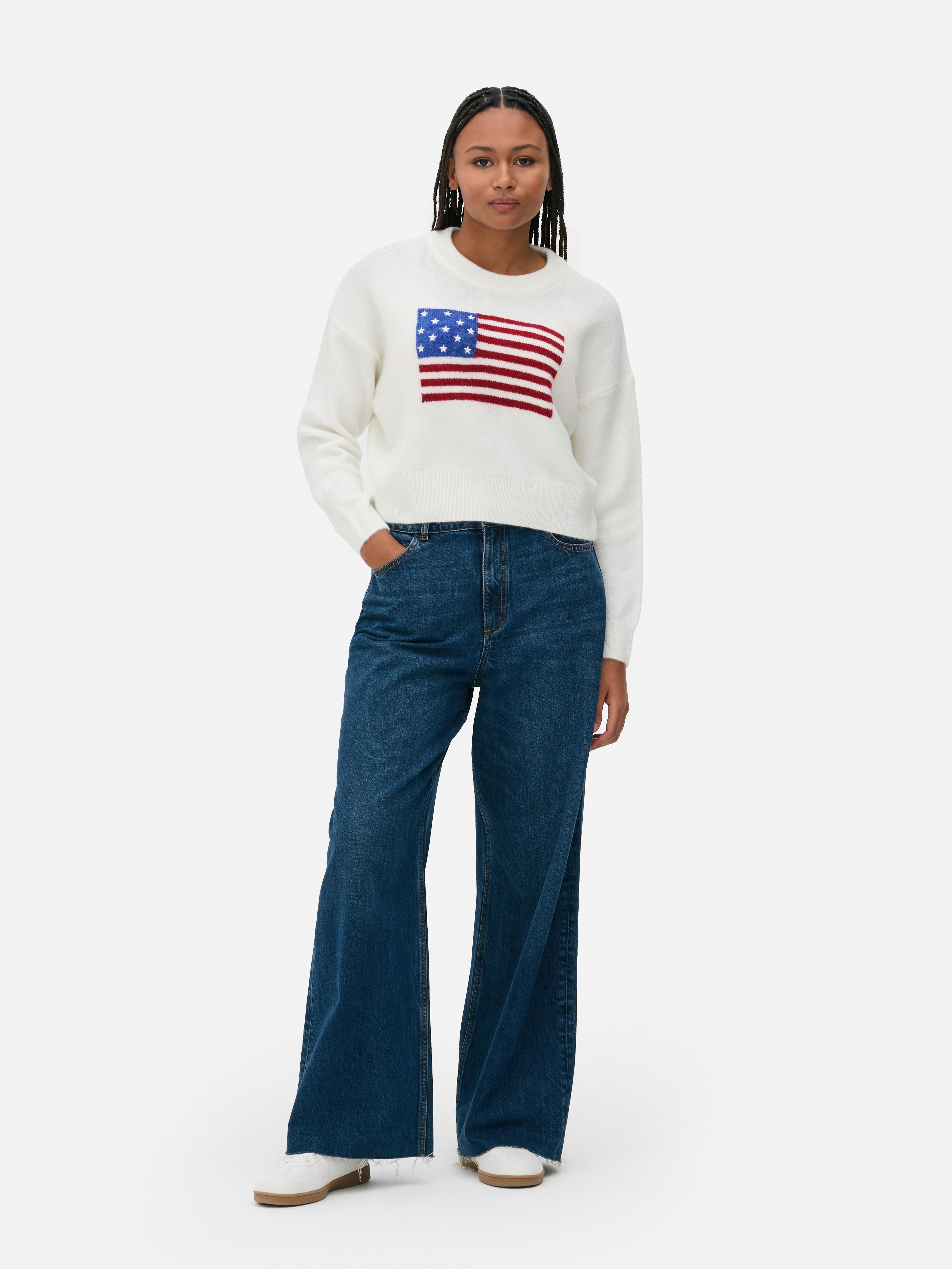 Womens Ivory USA Flag Jumper Primark
