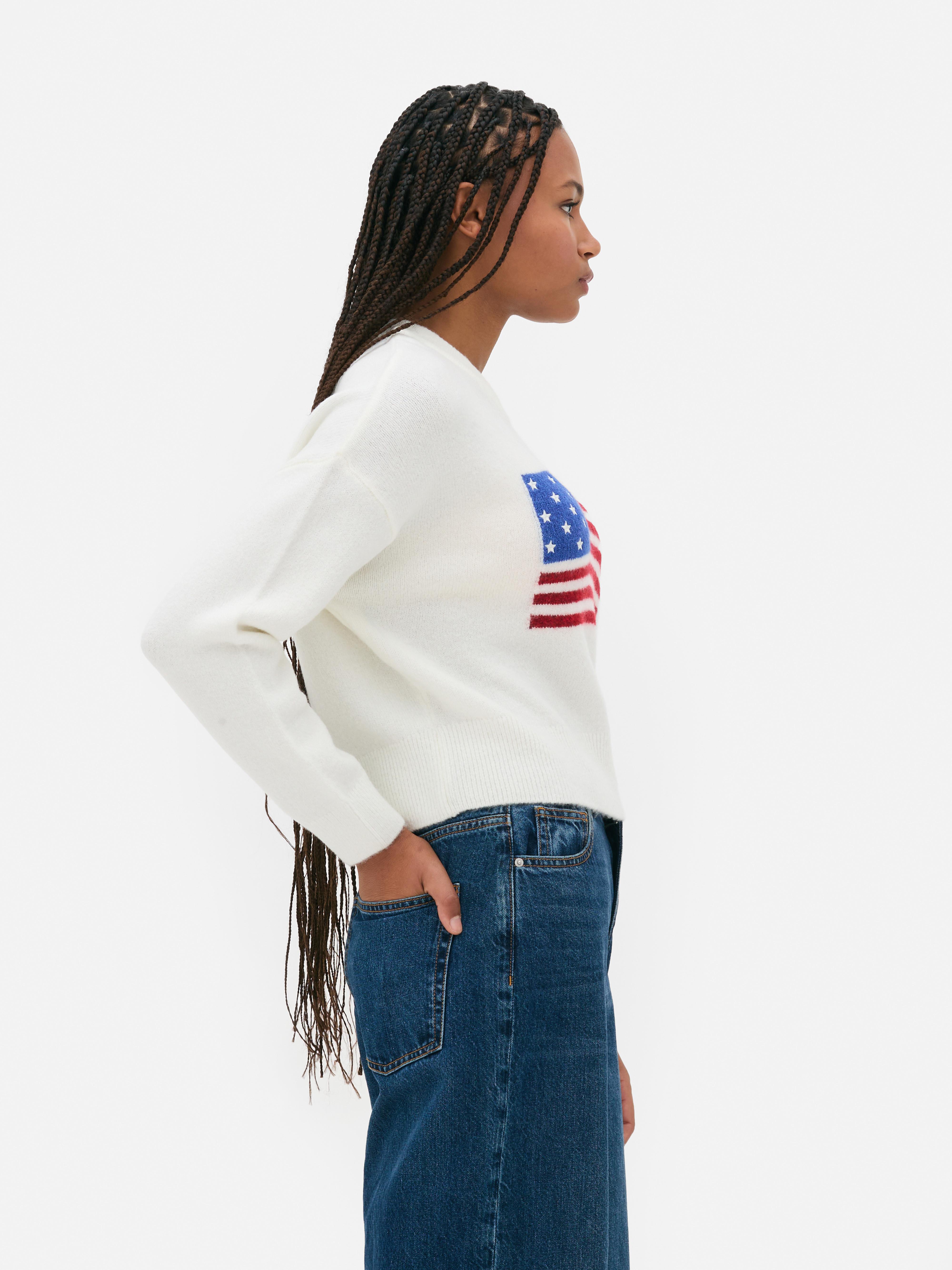 Womens Ivory USA Flag Jumper Primark