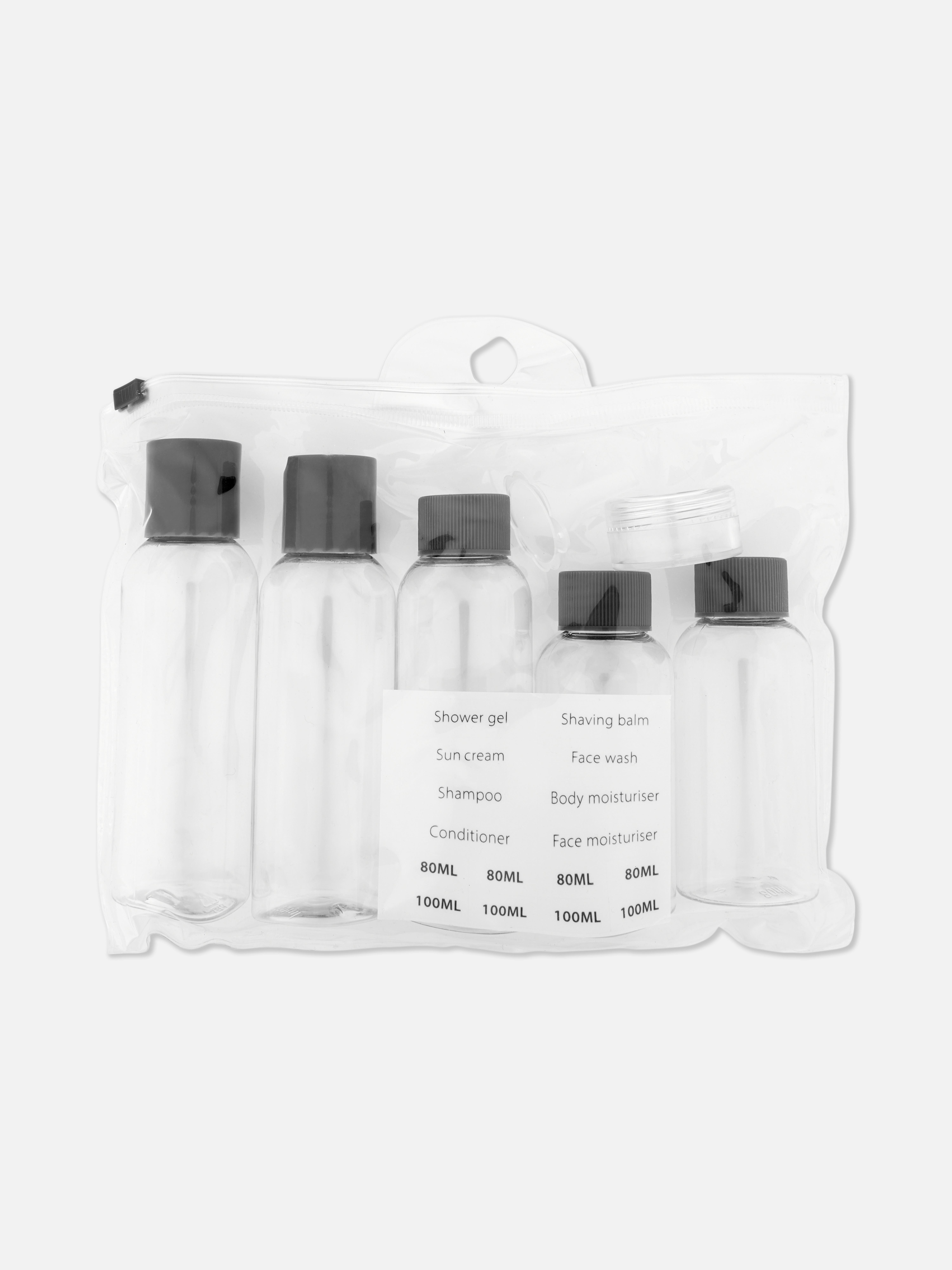 Charcoal Marl Travel Bottle and Label Set Primark
