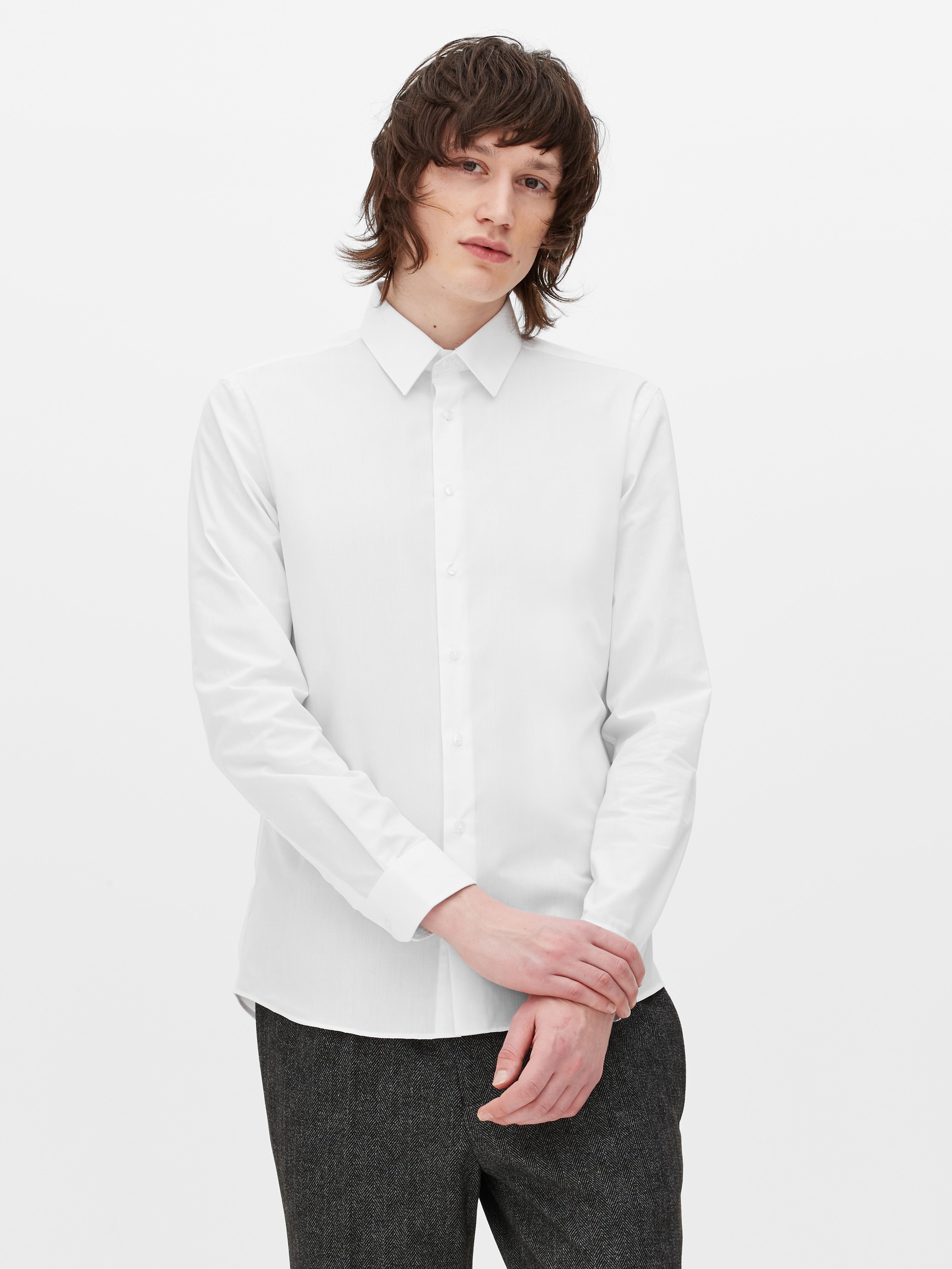 Men's White Cotton Slim Fit Shirt Primark