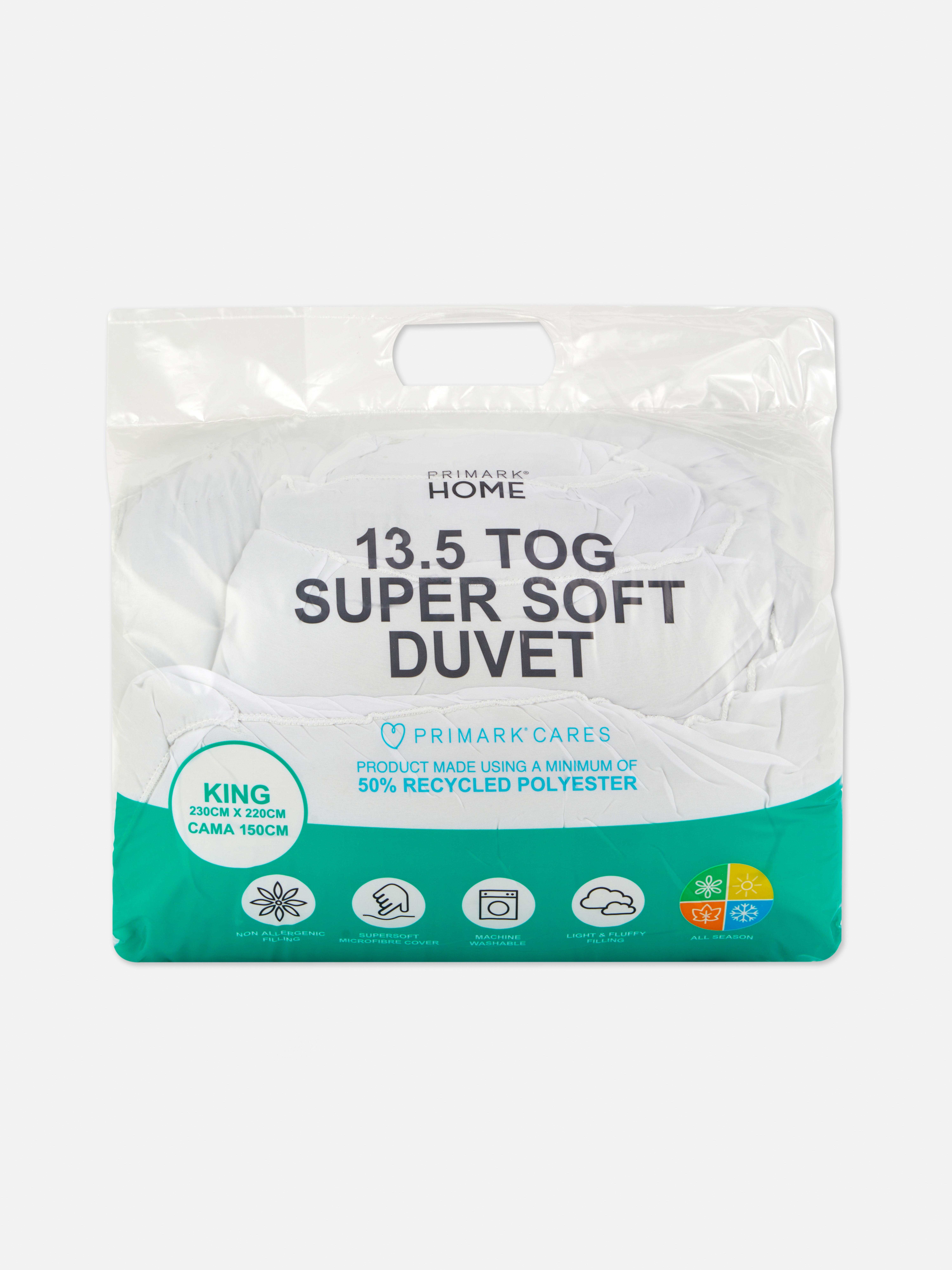 White 13.5 Tog Super Soft King Duvet Primark