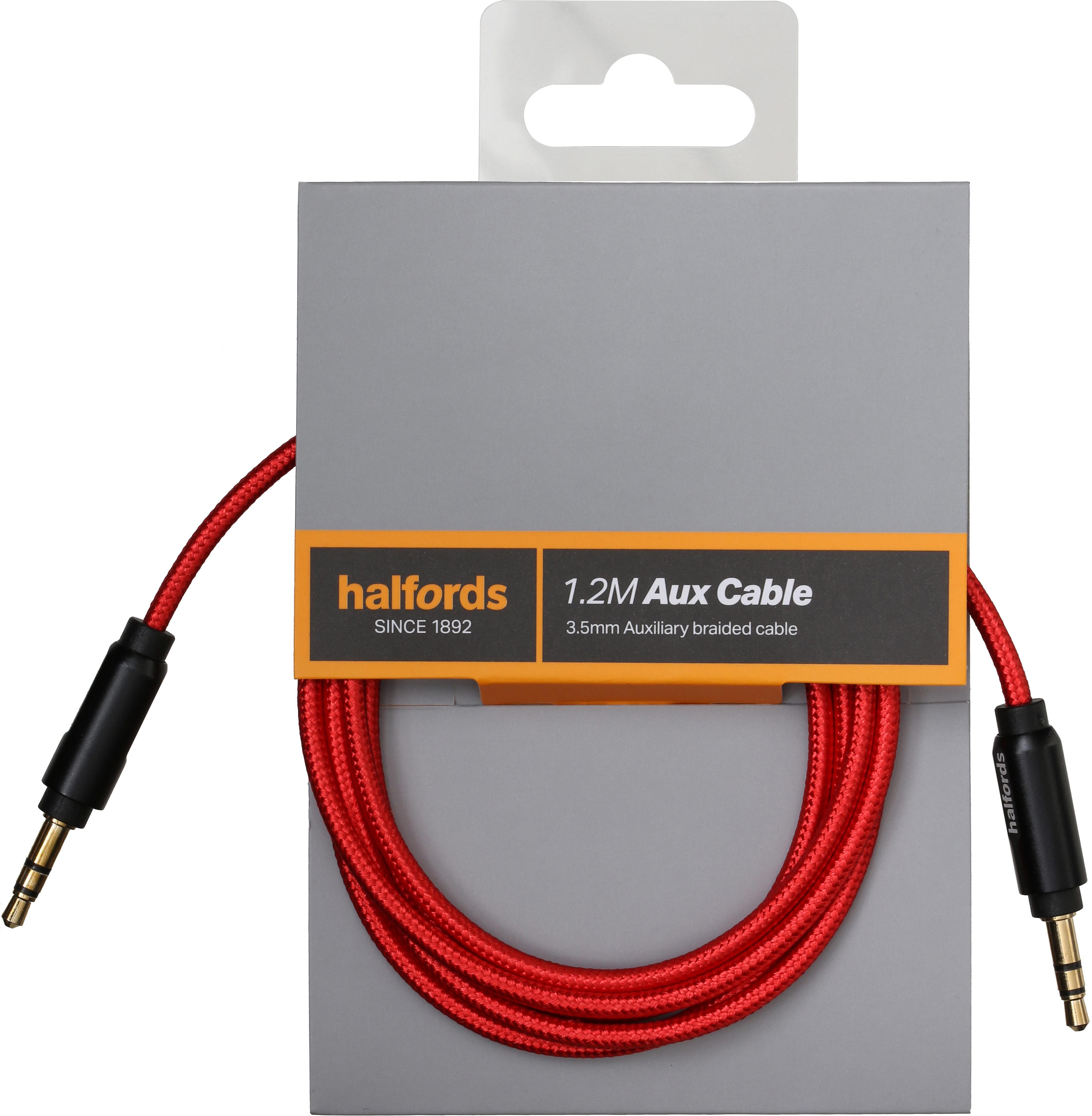 Halfords 1.2M Aux Cable Black/Red Halfords UK