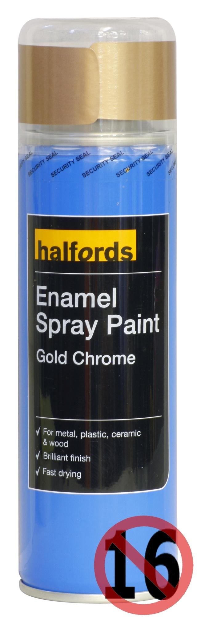Halfords Enamel Spray Paint Gold Chrome 300ml Halfords UK