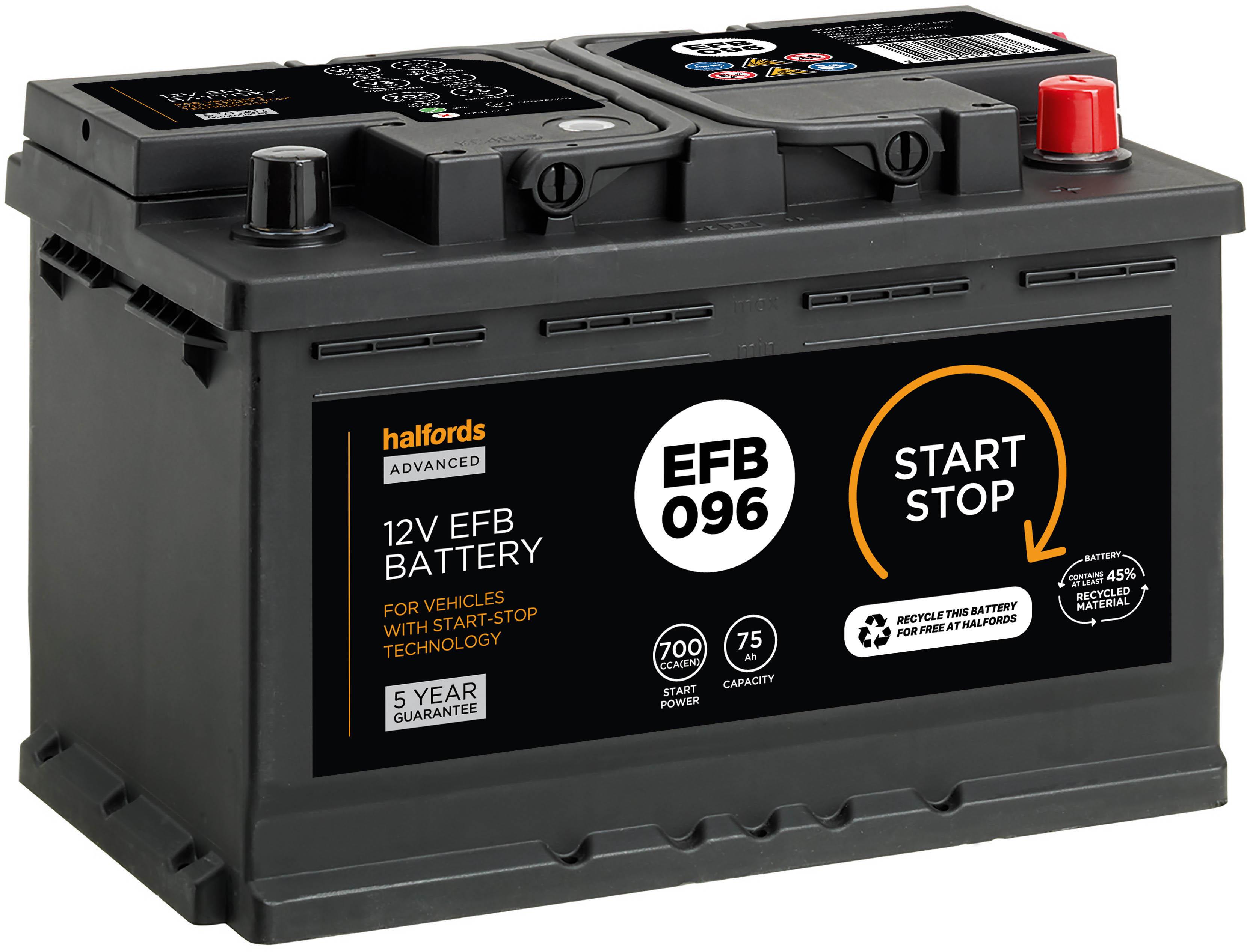 Halfords EFB096 Start Stop Car Battery 5 Year Guarantee Halfords UK