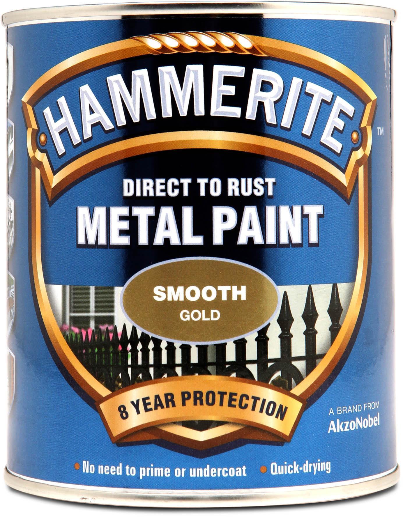 Hammerite Direct to Rust Metal Paint Smooth Gold 750ml Halfords IE