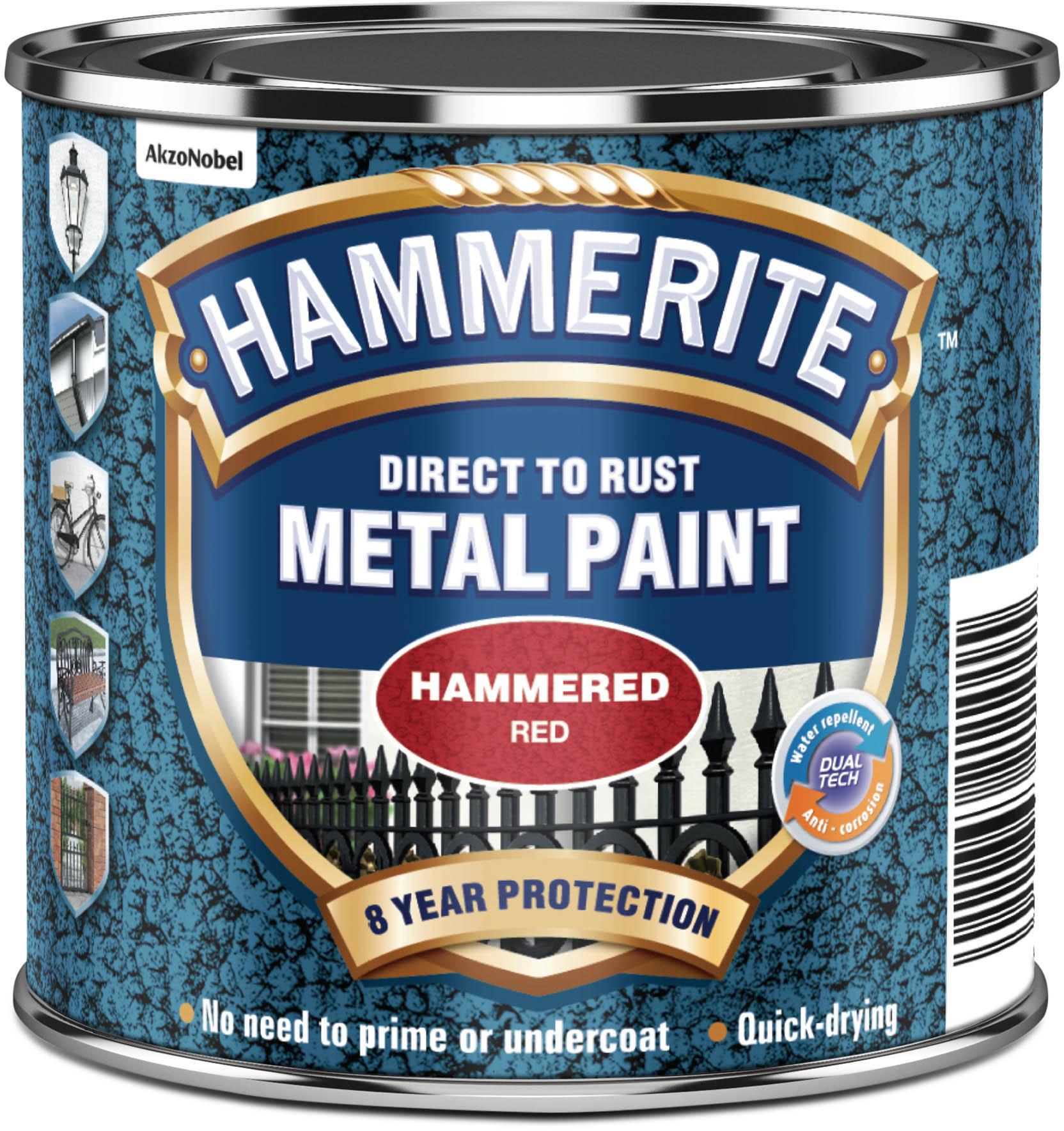 Hammerite Direct to Rust Metal Paint Hammered Red 250ml Halfords UK