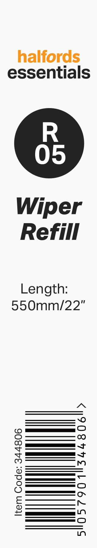 Halfords Essentials Wiper Blade Refill R05 22" Halfords UK