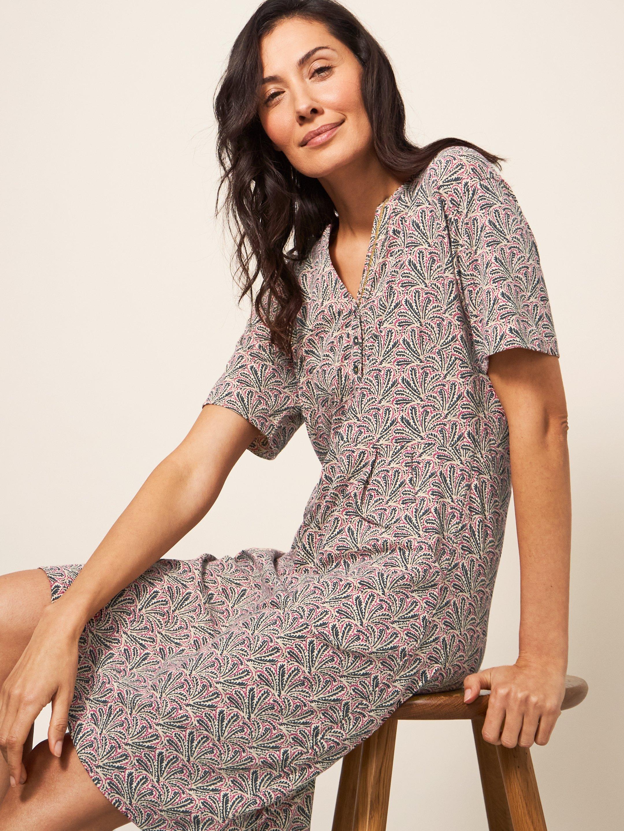 Tammy Cotton Jersey Dress in PLUM MULTI White Stuff