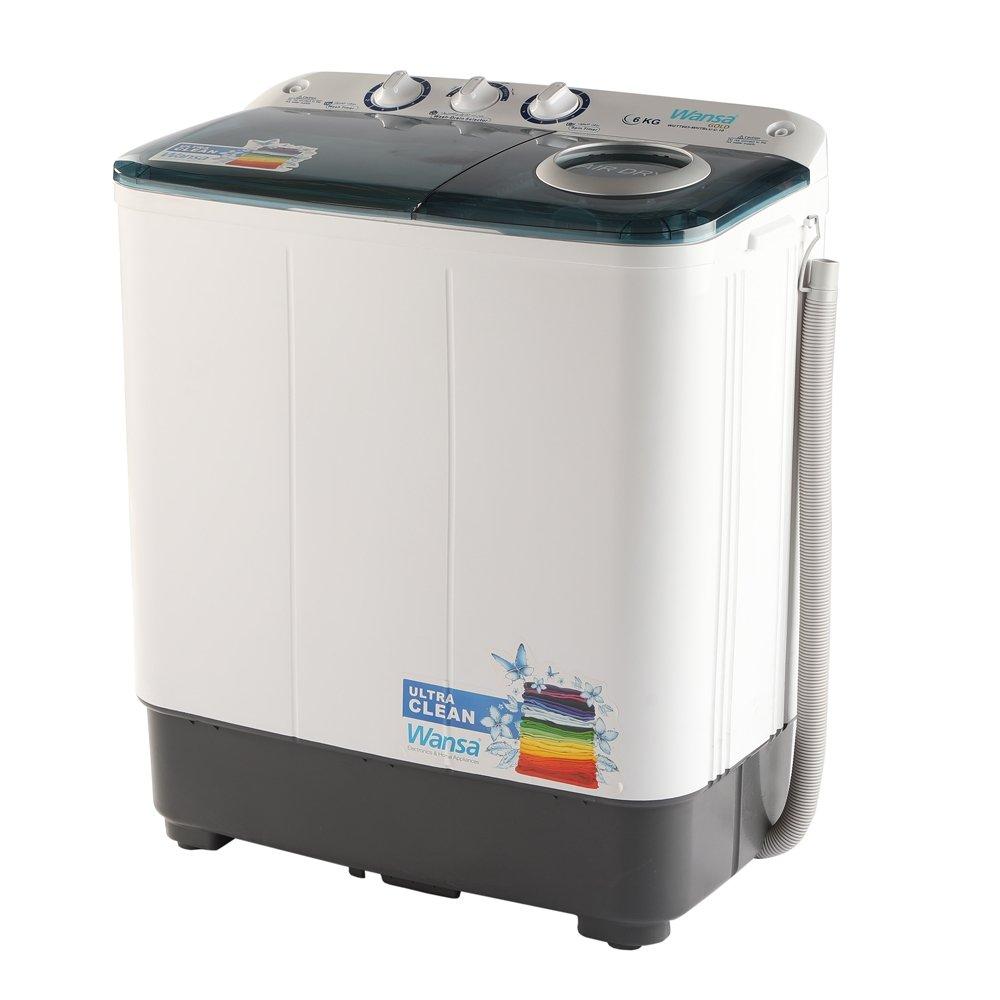 Wansa Gold Twin Tub Washer, 6kg Washing Capacity, WGTT603WHTBLUC.1