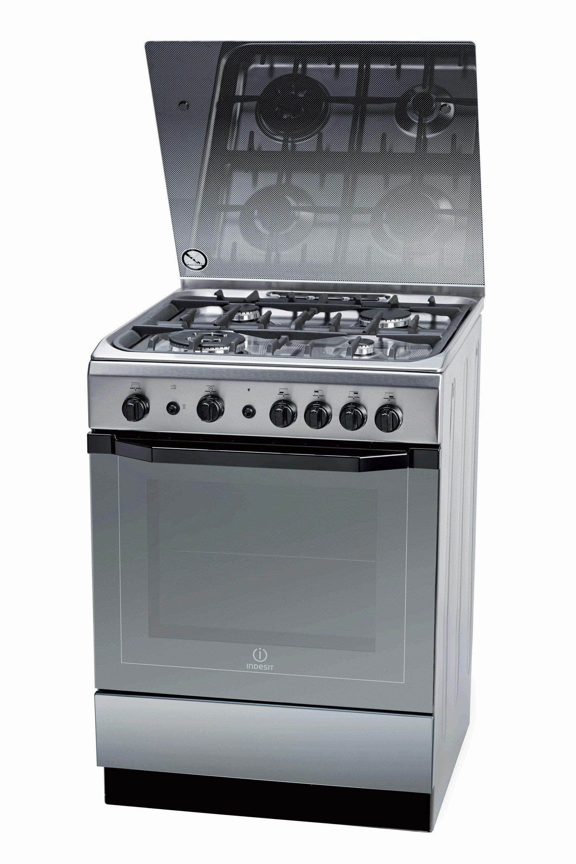 Indesit Gas Cooker 60 x 60 + Indesit Stainless Steel 60cm Chimney Hood