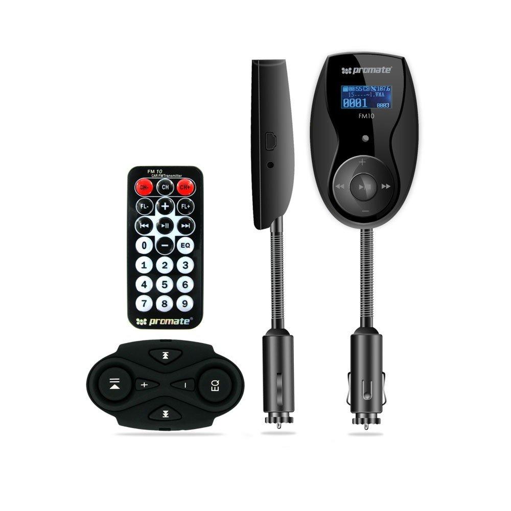Promate Car FM Transmitter & USB Charger with Remote Control (FM10