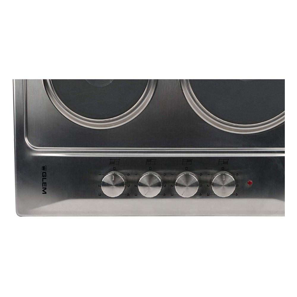 Glem Gas 4 Burners Electric Hob 60cm (P6LE0I) Silver Price in Kuwait