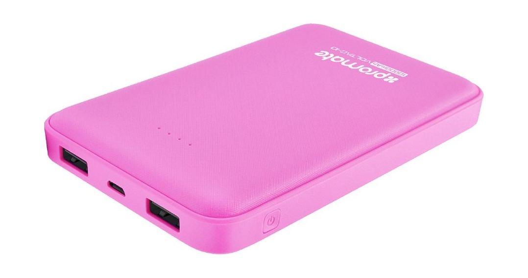 Promate Voltag 10000mAh UltraFast Power Bank with Dual USB Port Pink