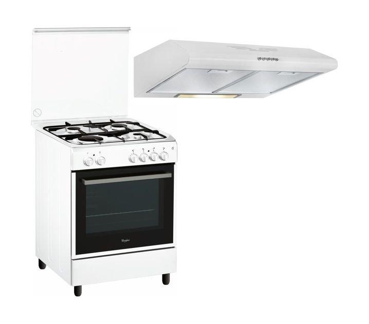 Whirlpool 60x60cm 4 Burners Floor Standing Gas Cooker + Wansa 60cm