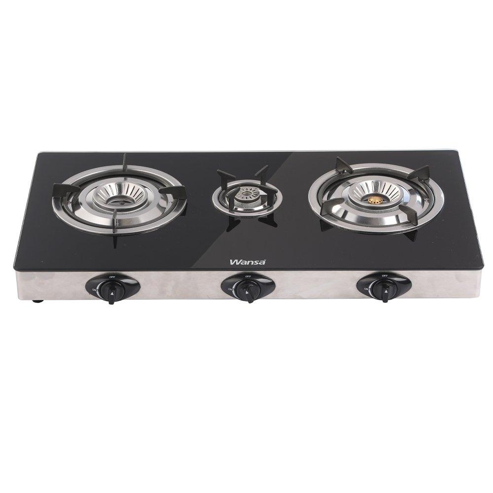 Wansa 3 Burner Gass Stove (3N51608) Black Xcite Kuwait
