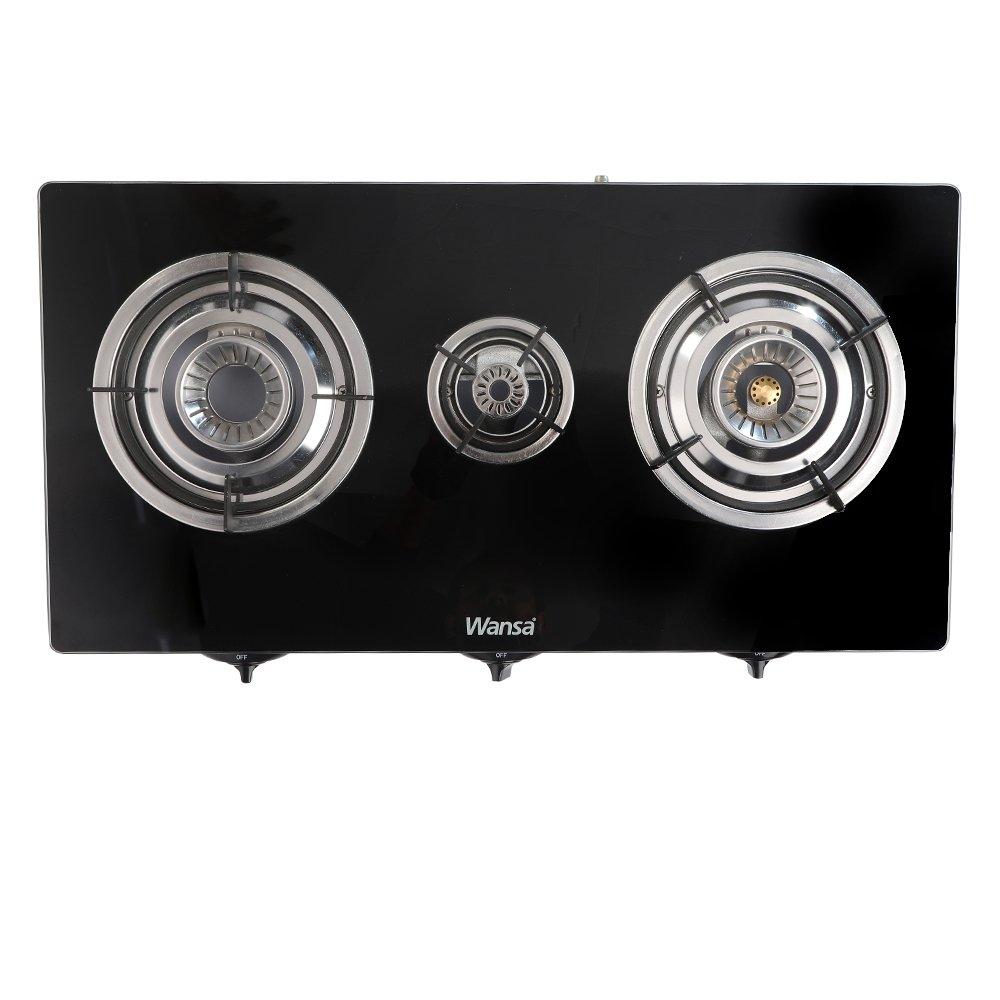 Wansa 3 Burner Gass Stove (3N51608) Black Xcite Kuwait