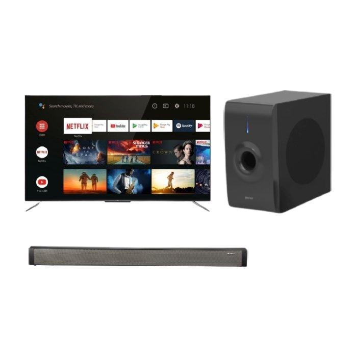 TCL 55inch Smart QLED UHD Television (55C715) + Wansa Soundbar 30W (LYS218W) + Wansa