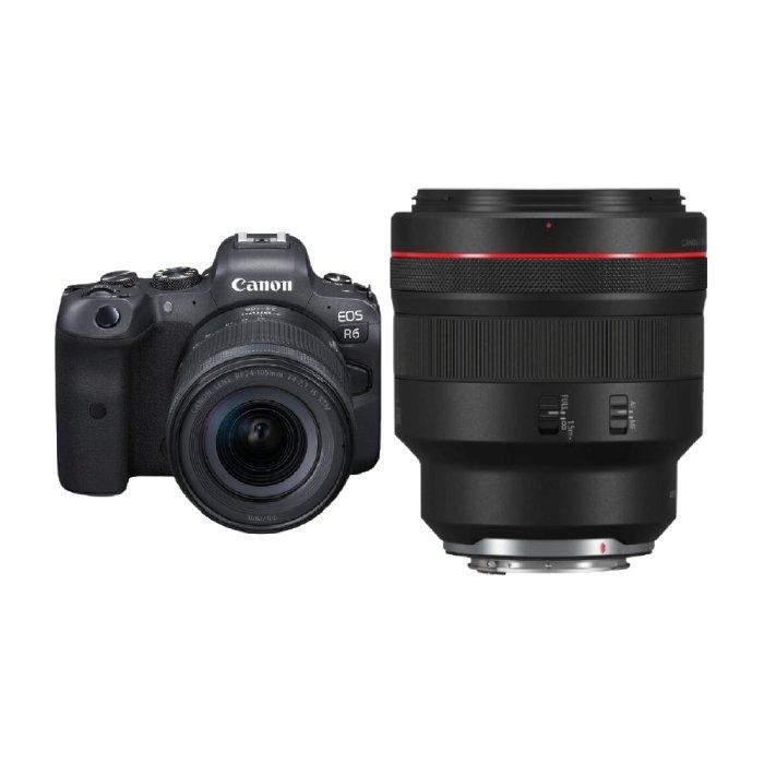 Canon EOS R6 Mirrorless Camera + 24105MM Lens + RF 85mm f/1.2L USM DS