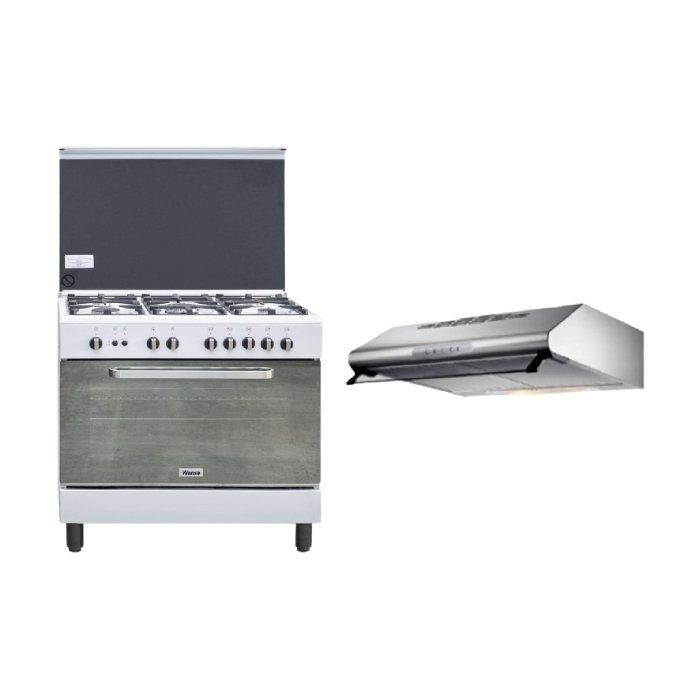 Wansa 90x60cm Gas Cooker (WCI9502124WA) White + Lagermania 90cm Under