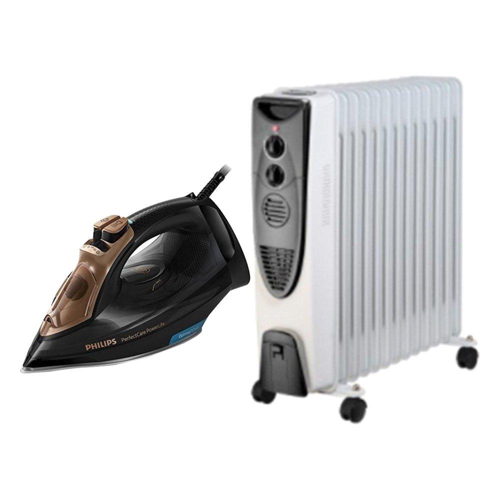 Wansa 13 Fin, 2400W Oil Heater + Philips Steam Iron 2600 Watts With