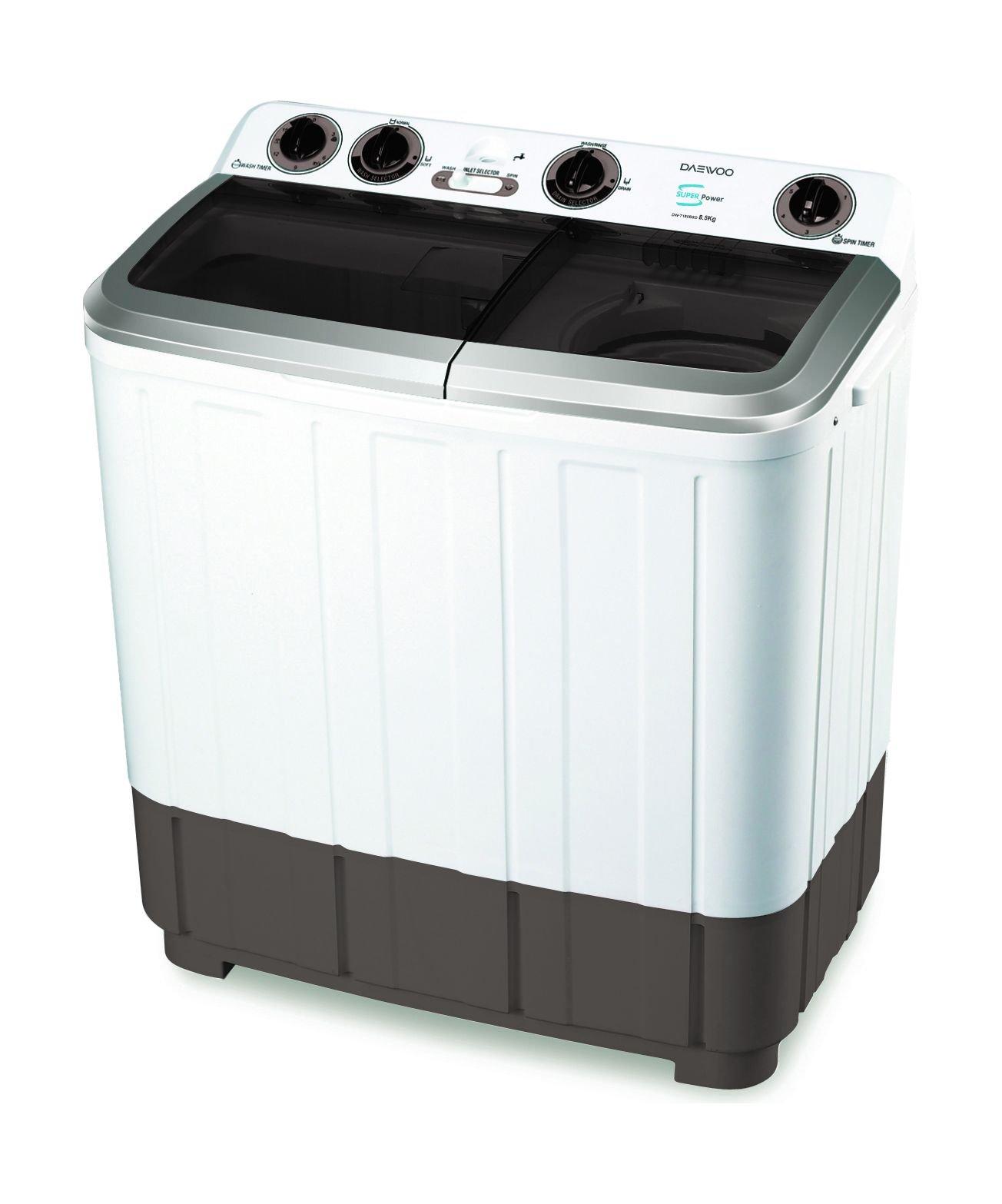 سعر Daewoo 8.6KG Twin Tub Washing Machine (DWT180BSD) White في الكويت اكسايت