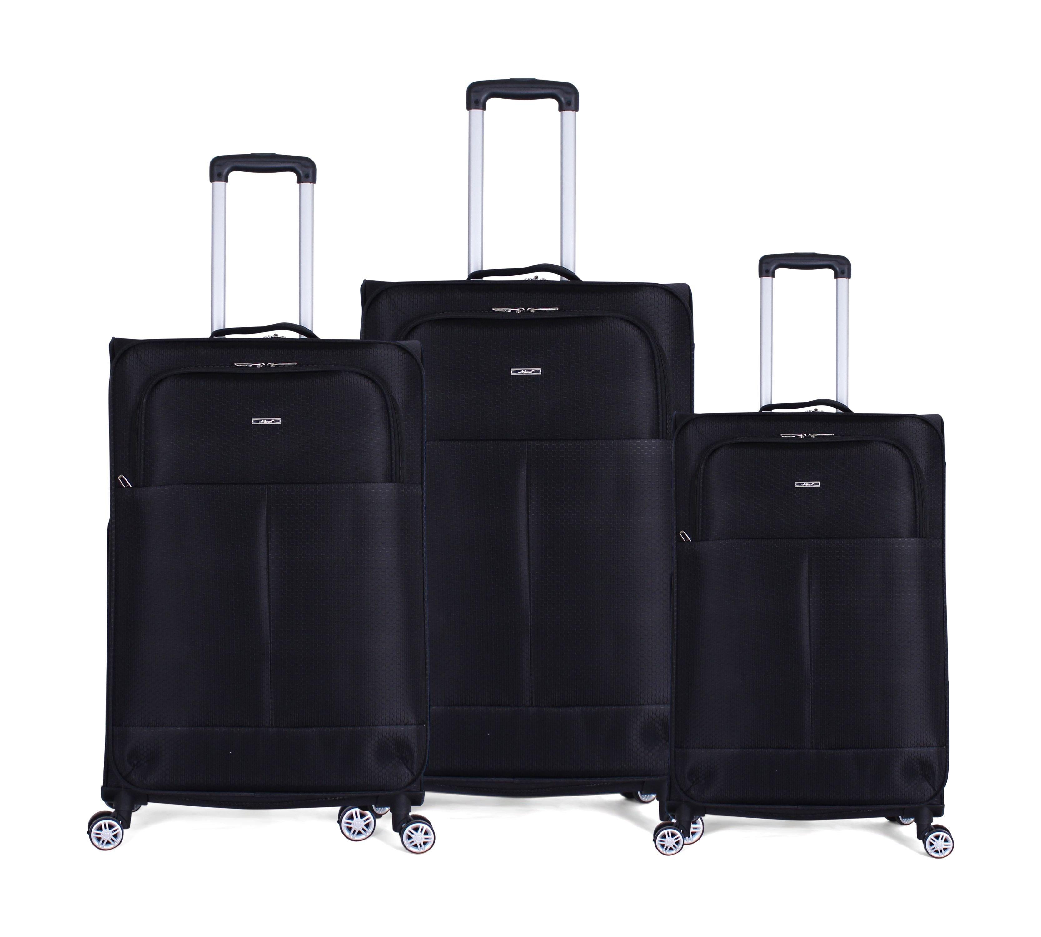 Ashare Set Of 3 Soft Luggage (456) Black Price in Kuwait Xcite