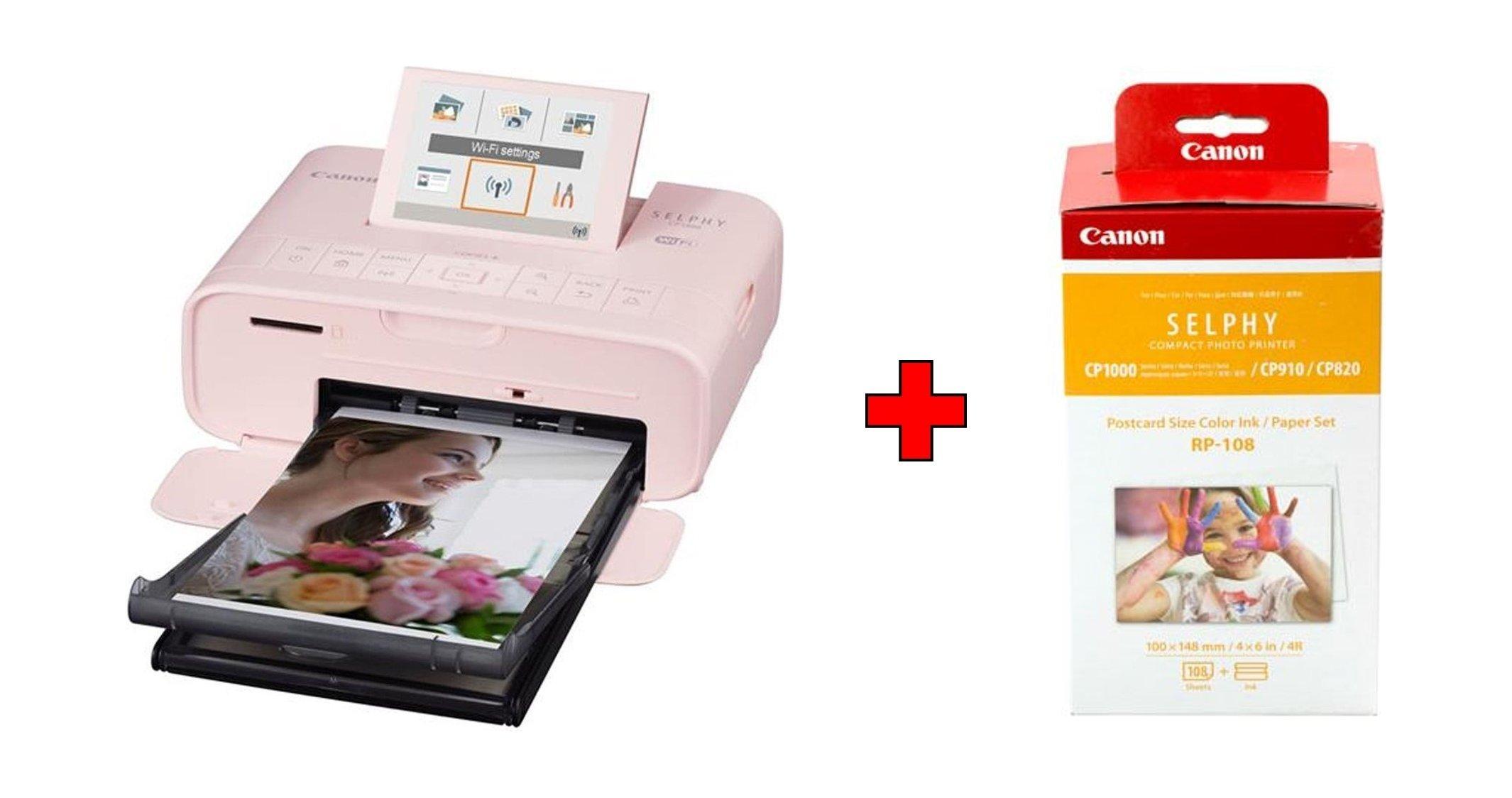 سعر Canon SELPHY CP1300 Compact Photo Printer Pink + Canon RP108