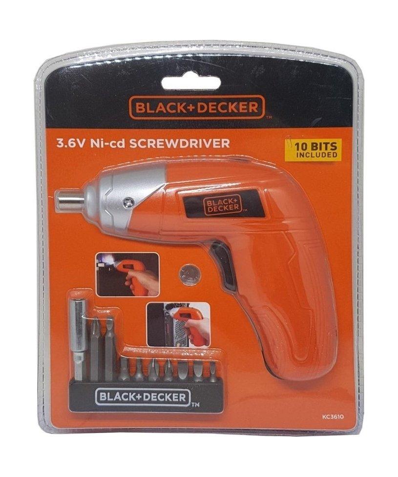 Black + Decker 3.6V Lithium Screwdriver + 10 Bit Set (KC3610B5