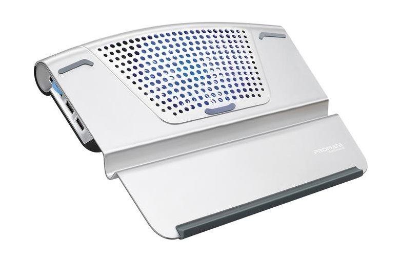 Promate Ergonomic MultiLevel Aluminium Laptop Cooling Stand Silver
