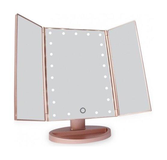 JYD Trifold Vanity LED Makeup Mirror Rosegold Xcite Kuwait